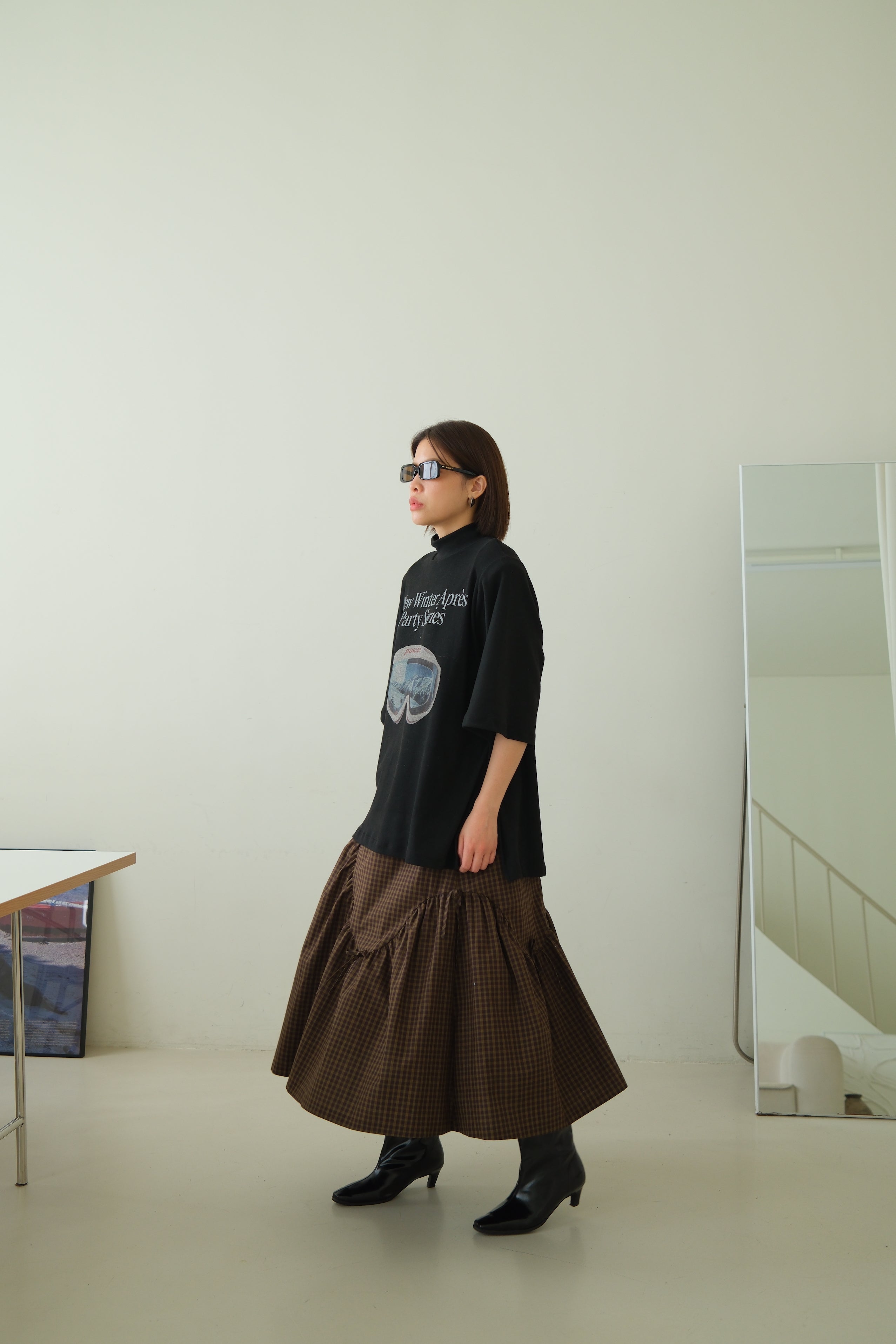 plaid wavey maxi skirt