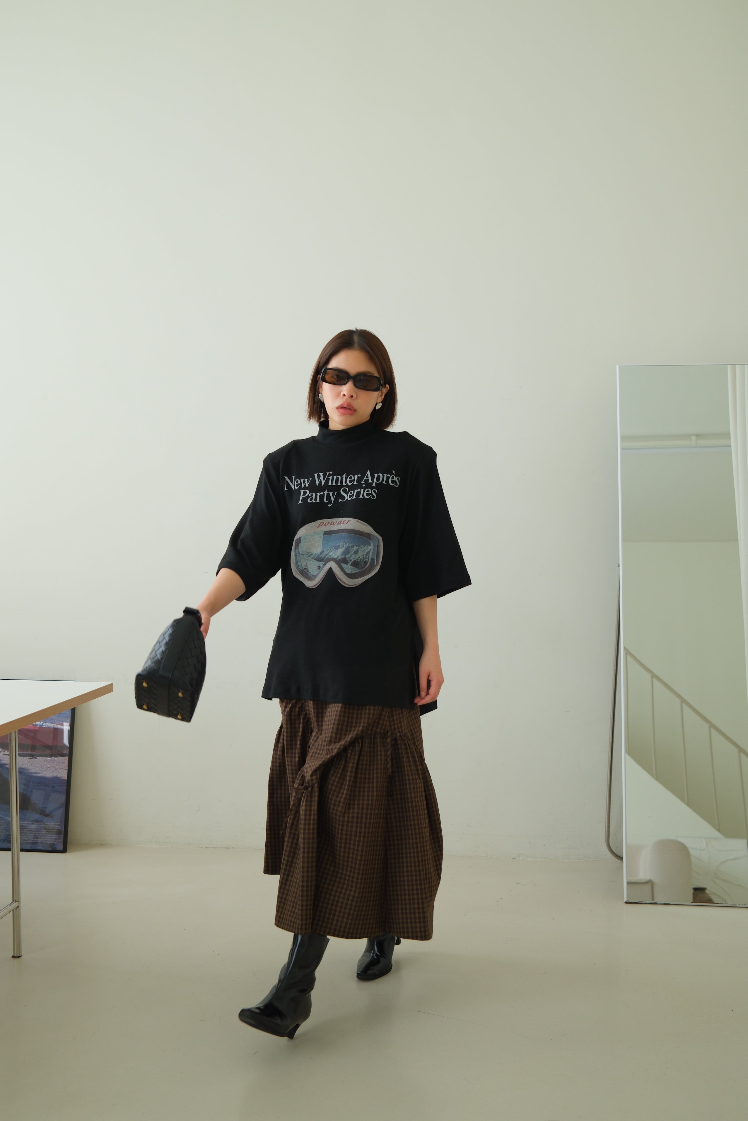 plaid wavey maxi skirt