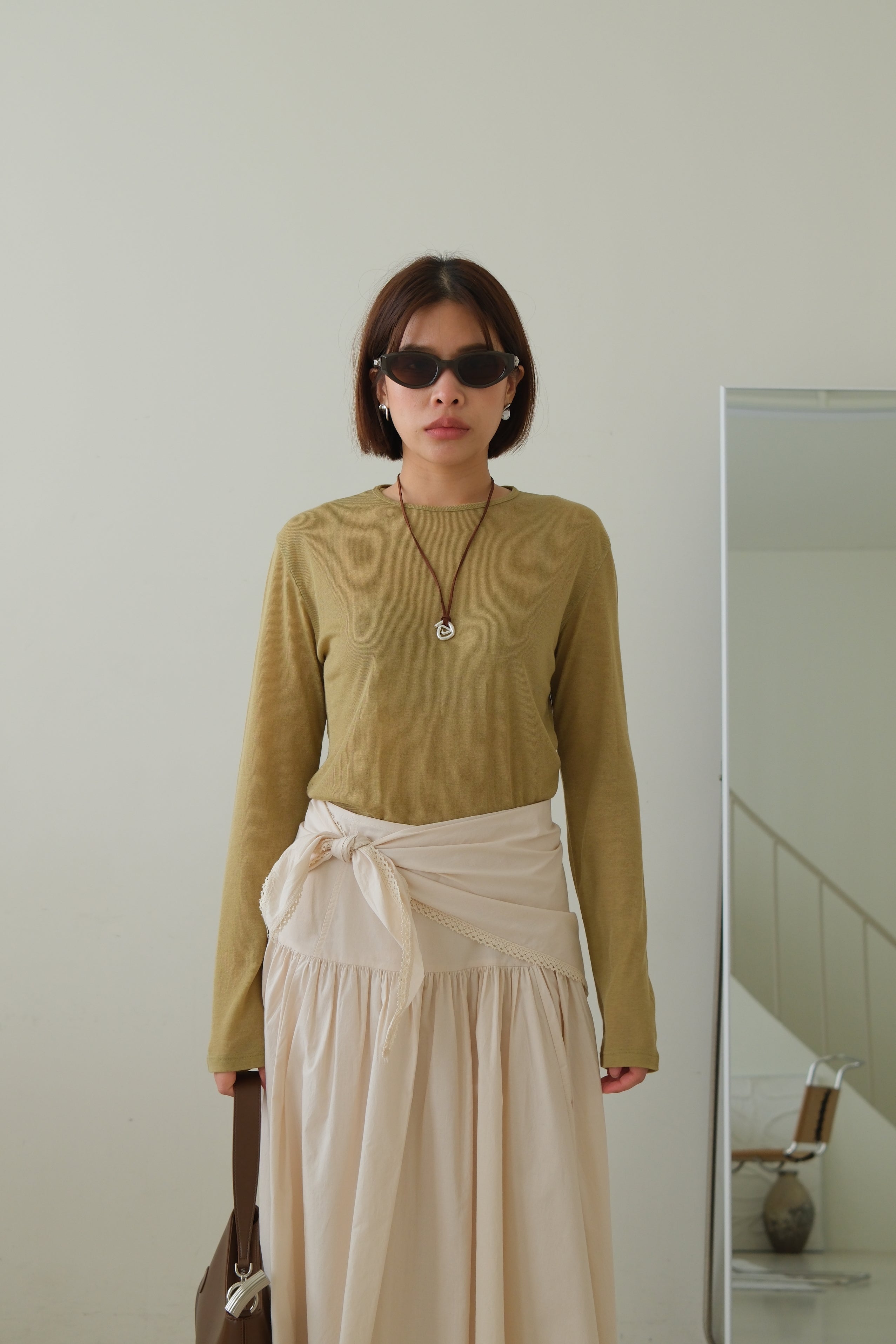Tencel Crew Neck Long Sleeve Tee