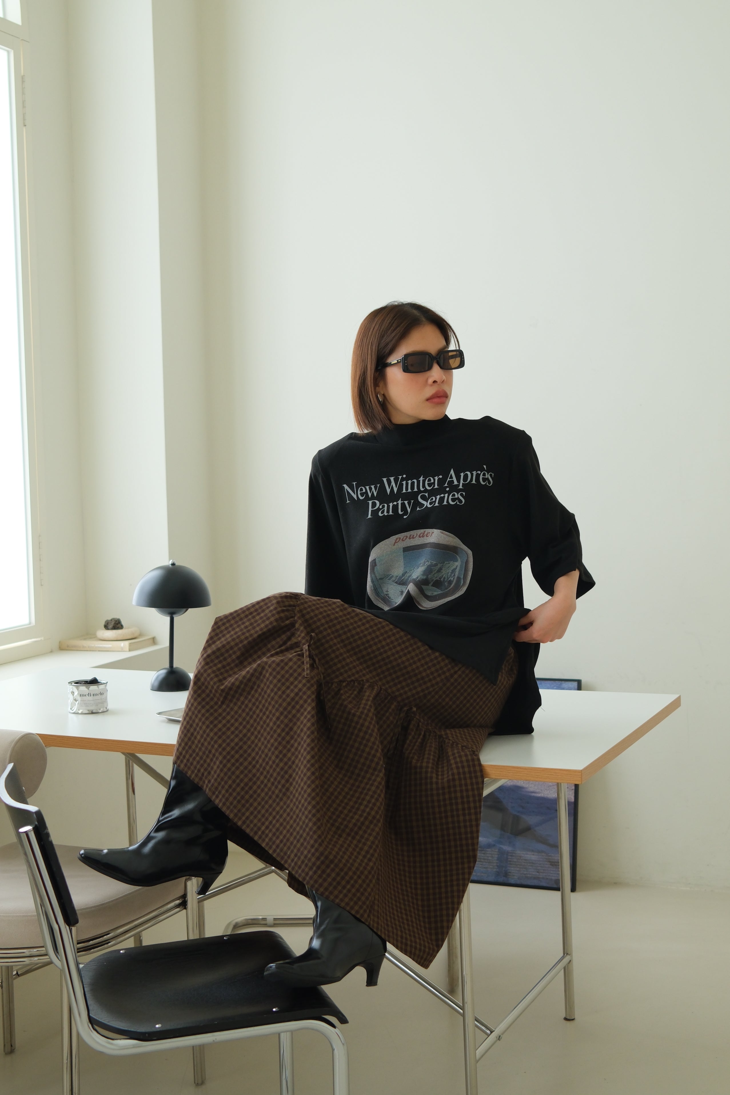 plaid wavey maxi skirt