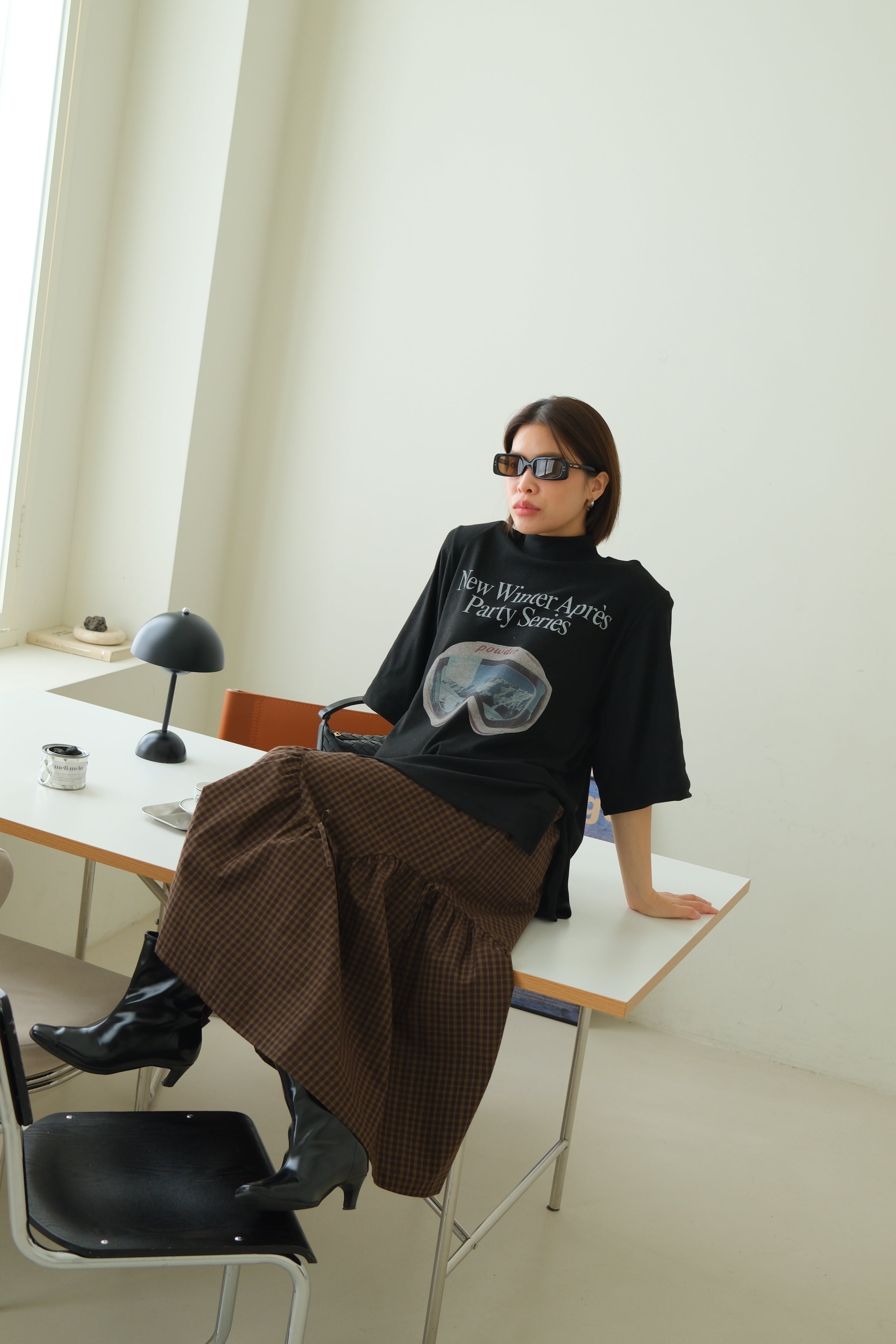 plaid wavey maxi skirt