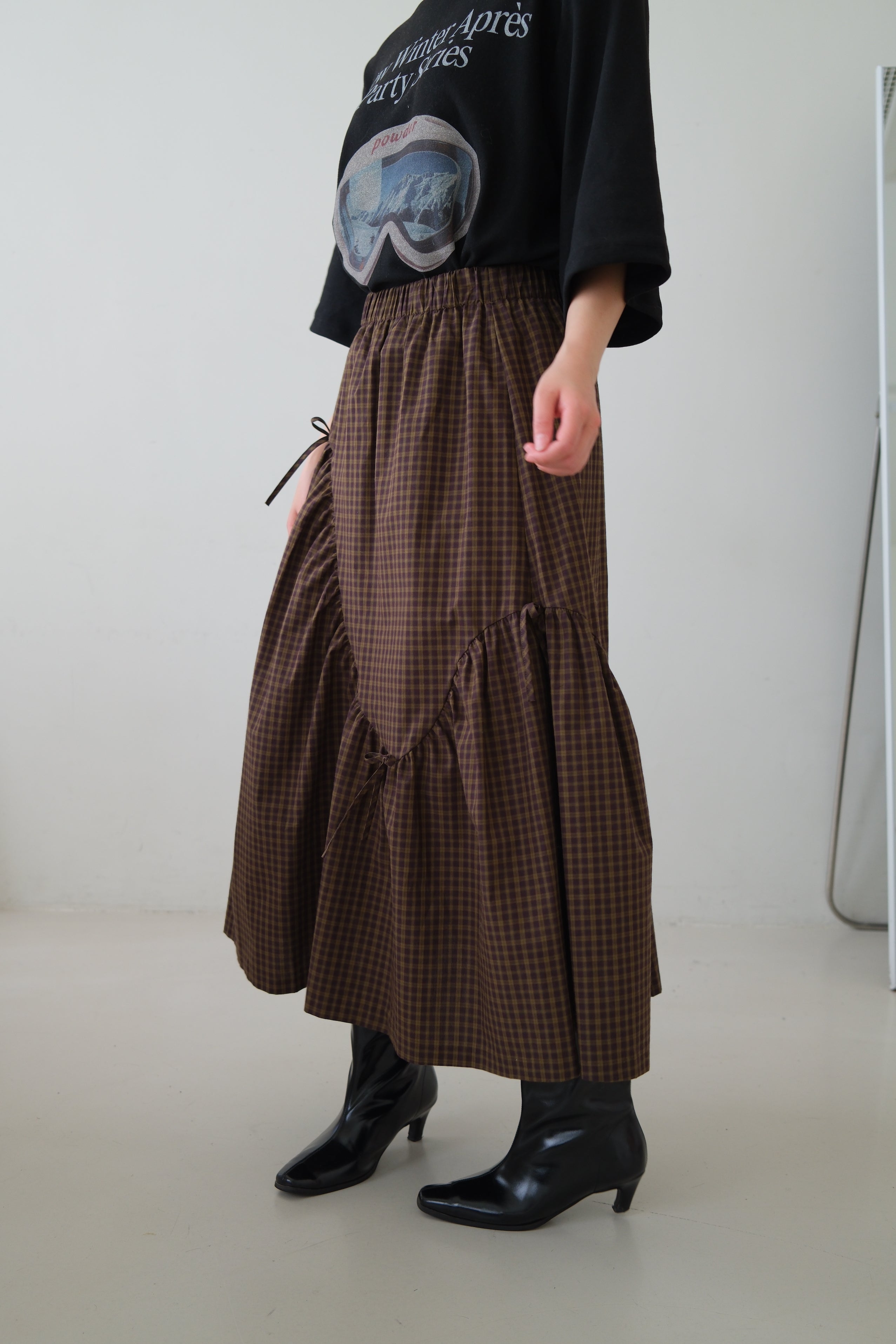 plaid wavey maxi skirt
