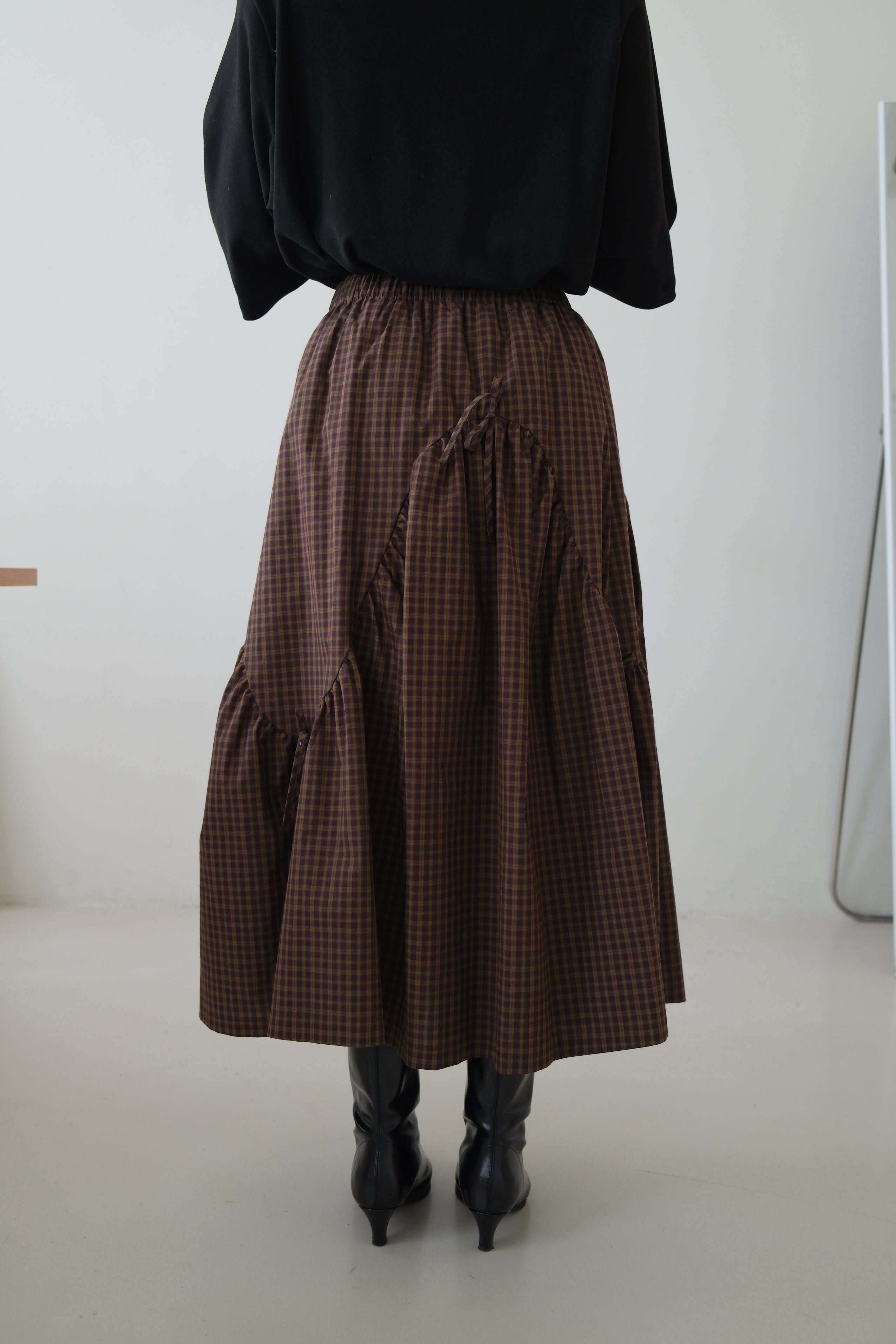 plaid wavey maxi skirt