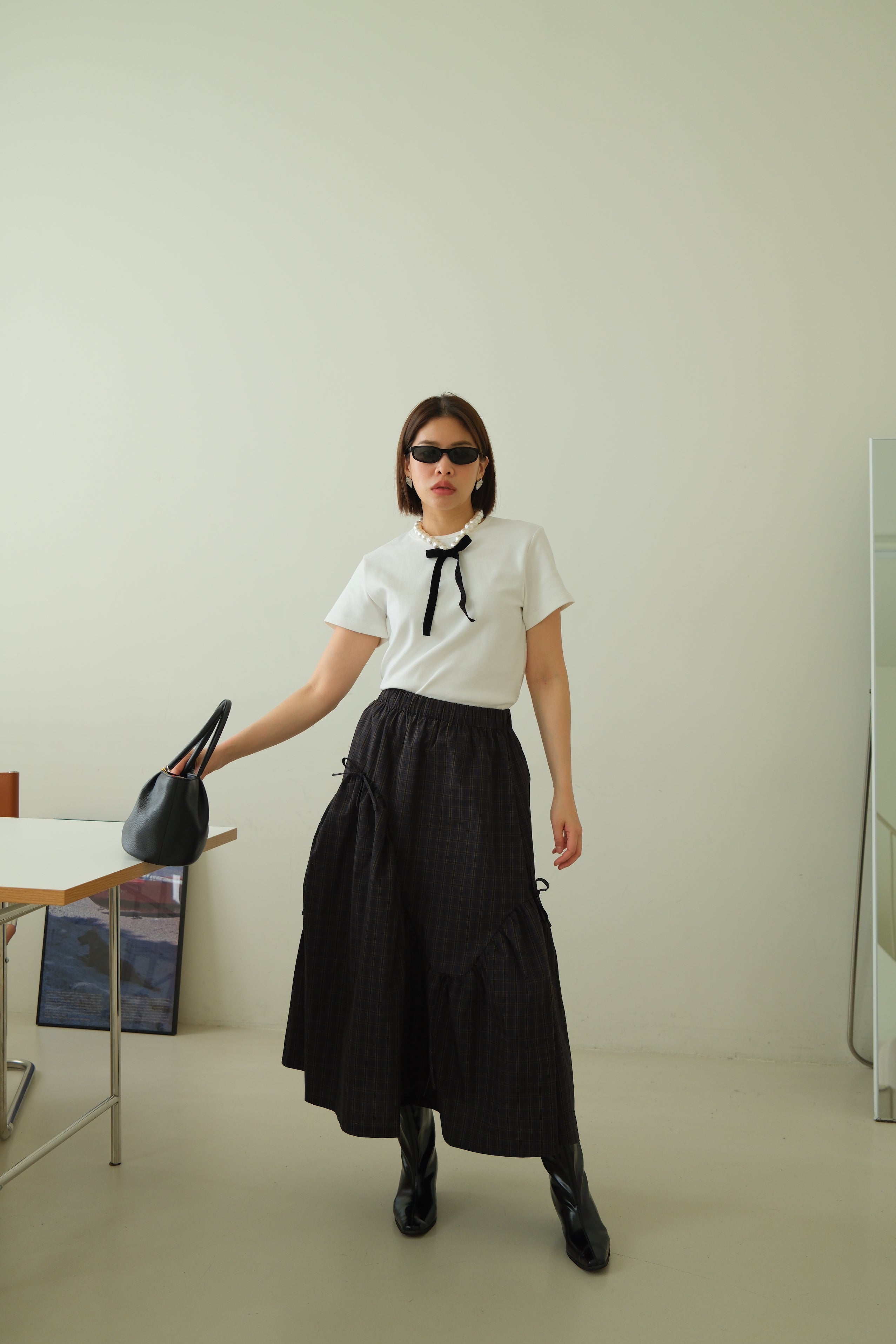 plaid wavey maxi skirt