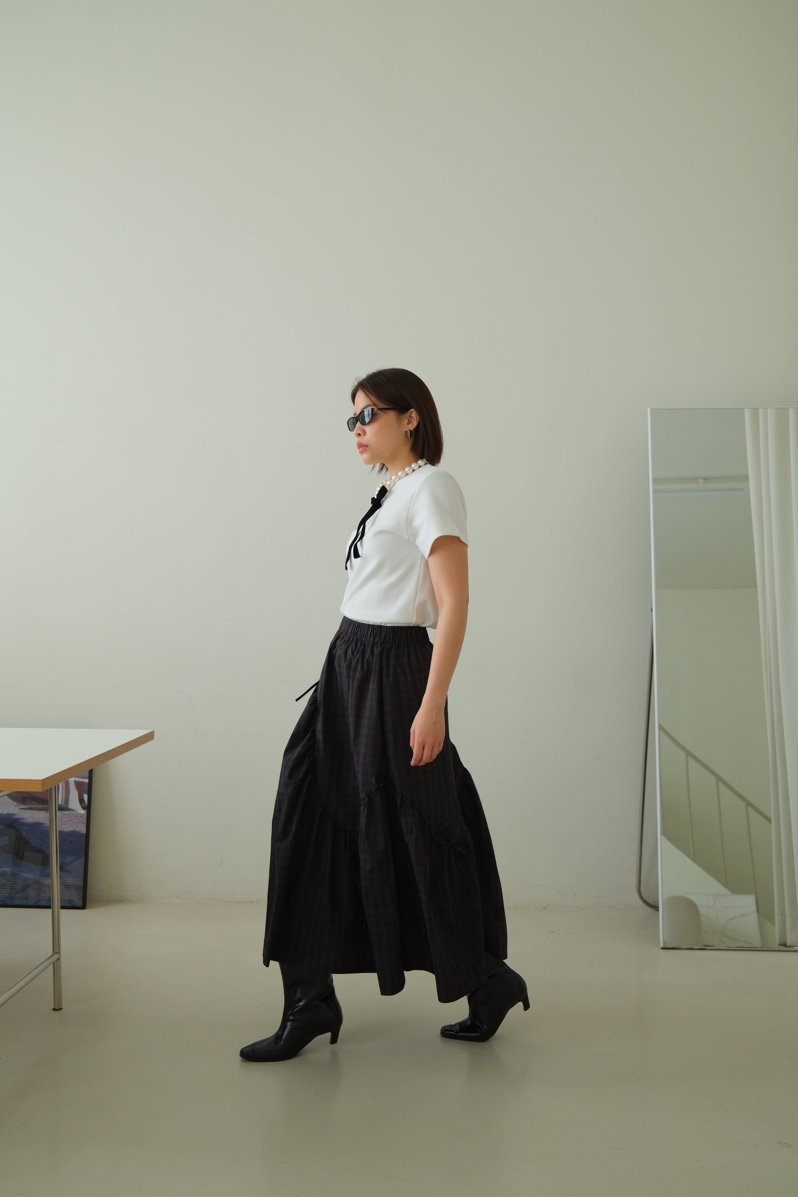 plaid wavey maxi skirt