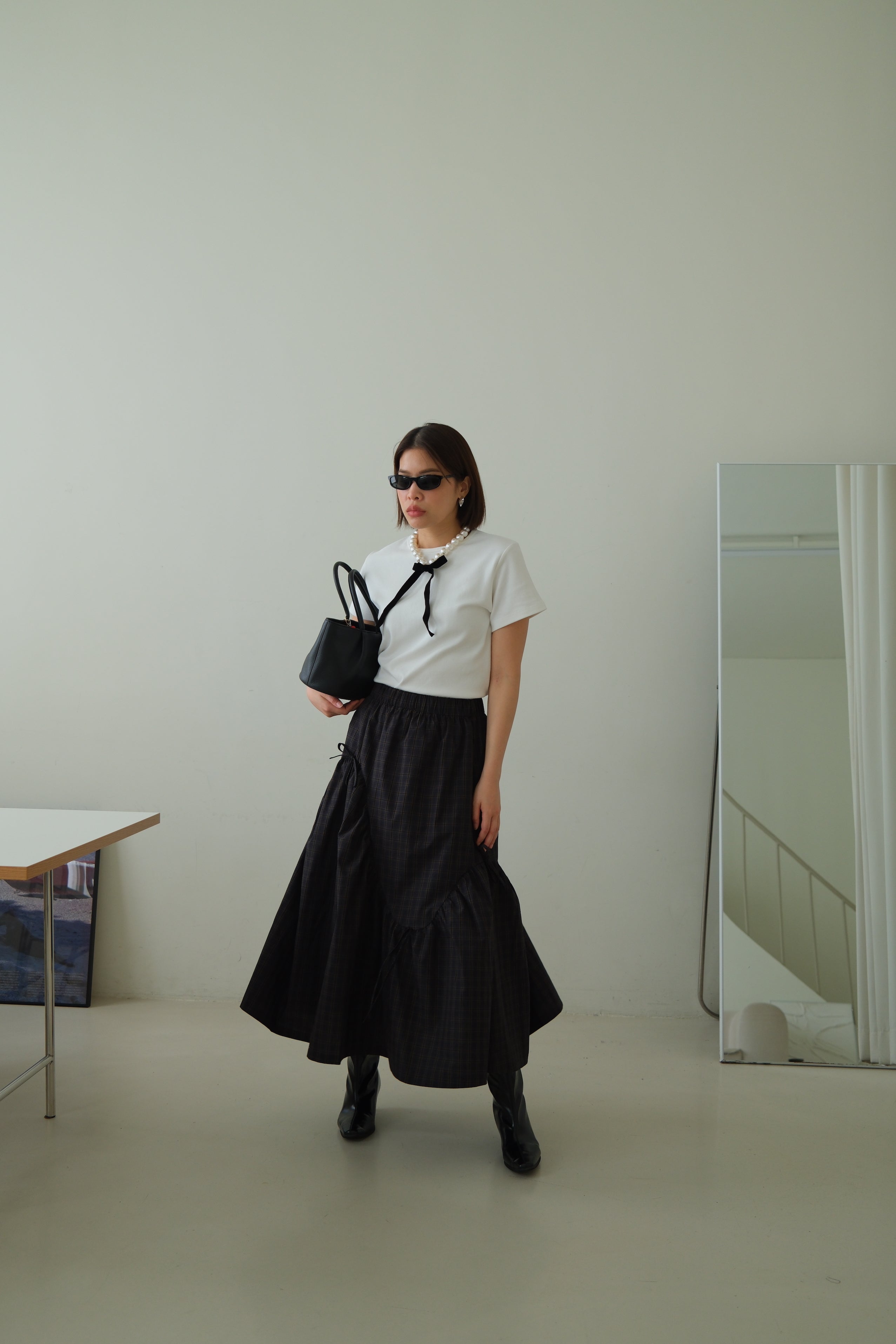 plaid wavey maxi skirt