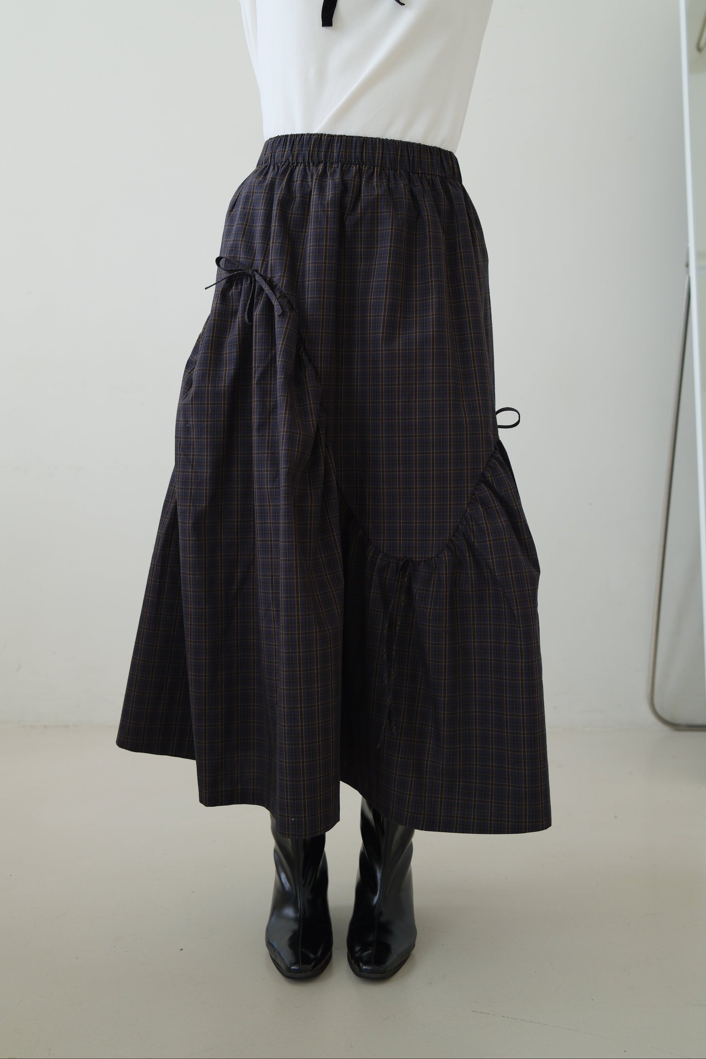 plaid wavey maxi skirt