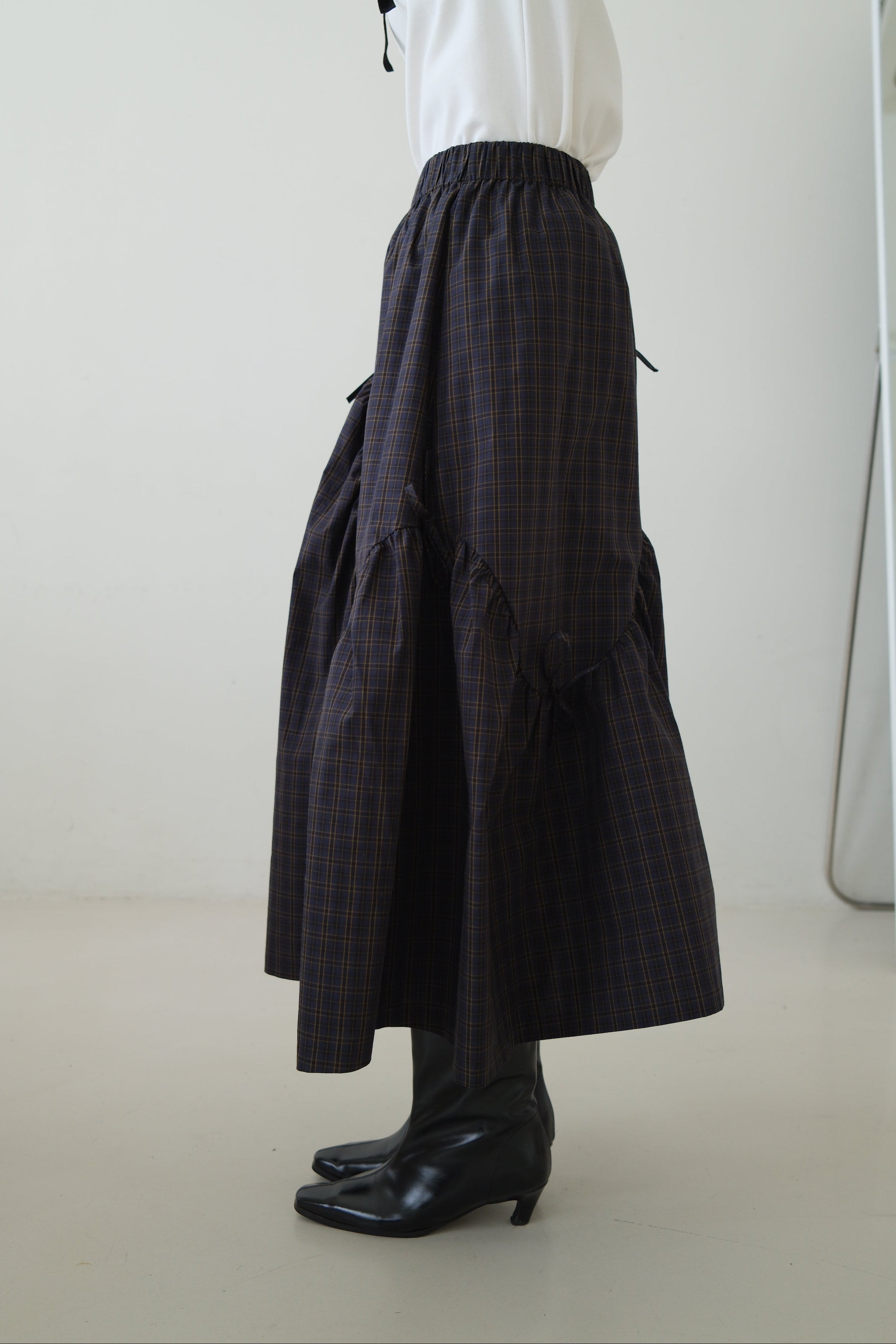 plaid wavey maxi skirt