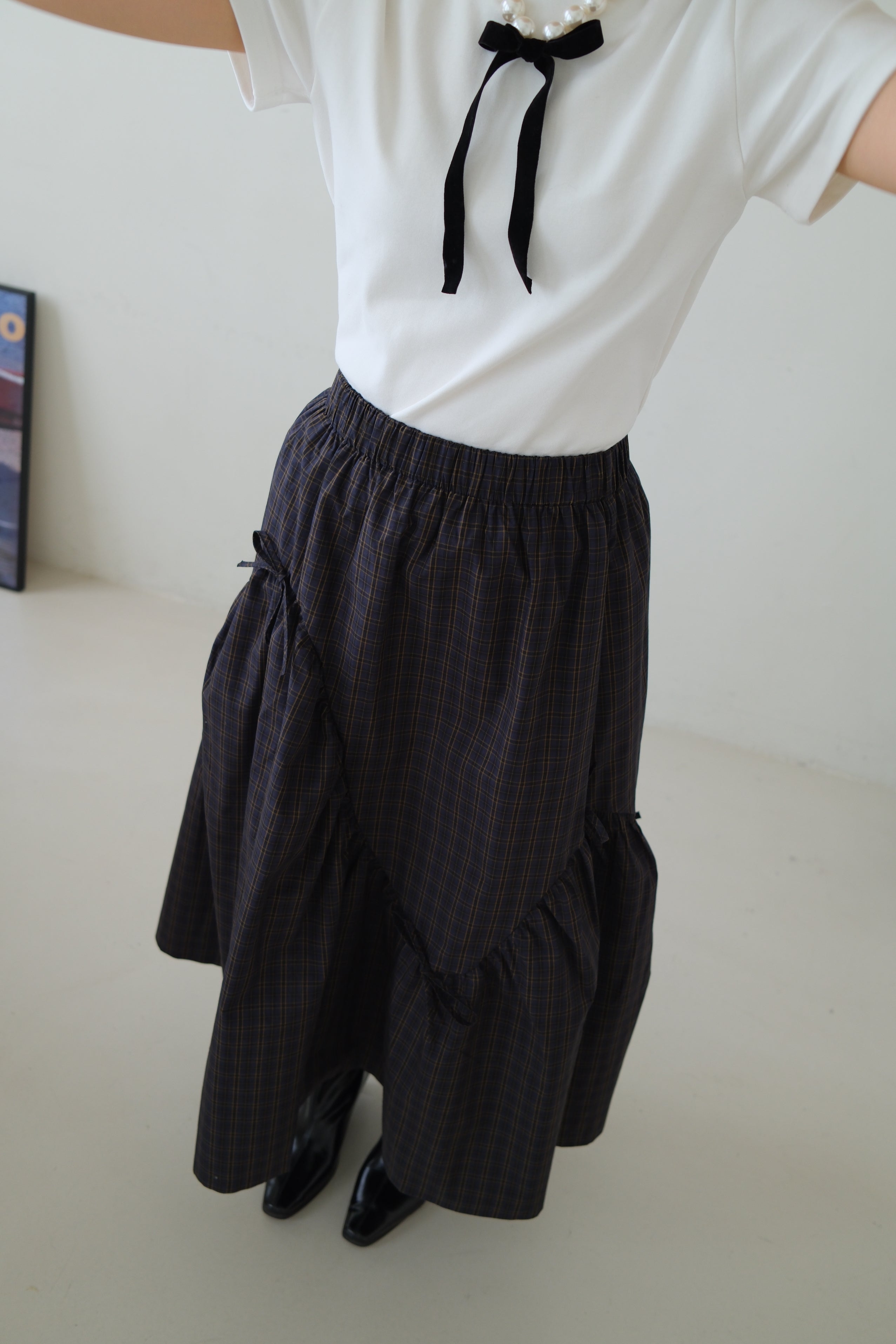 plaid wavey maxi skirt