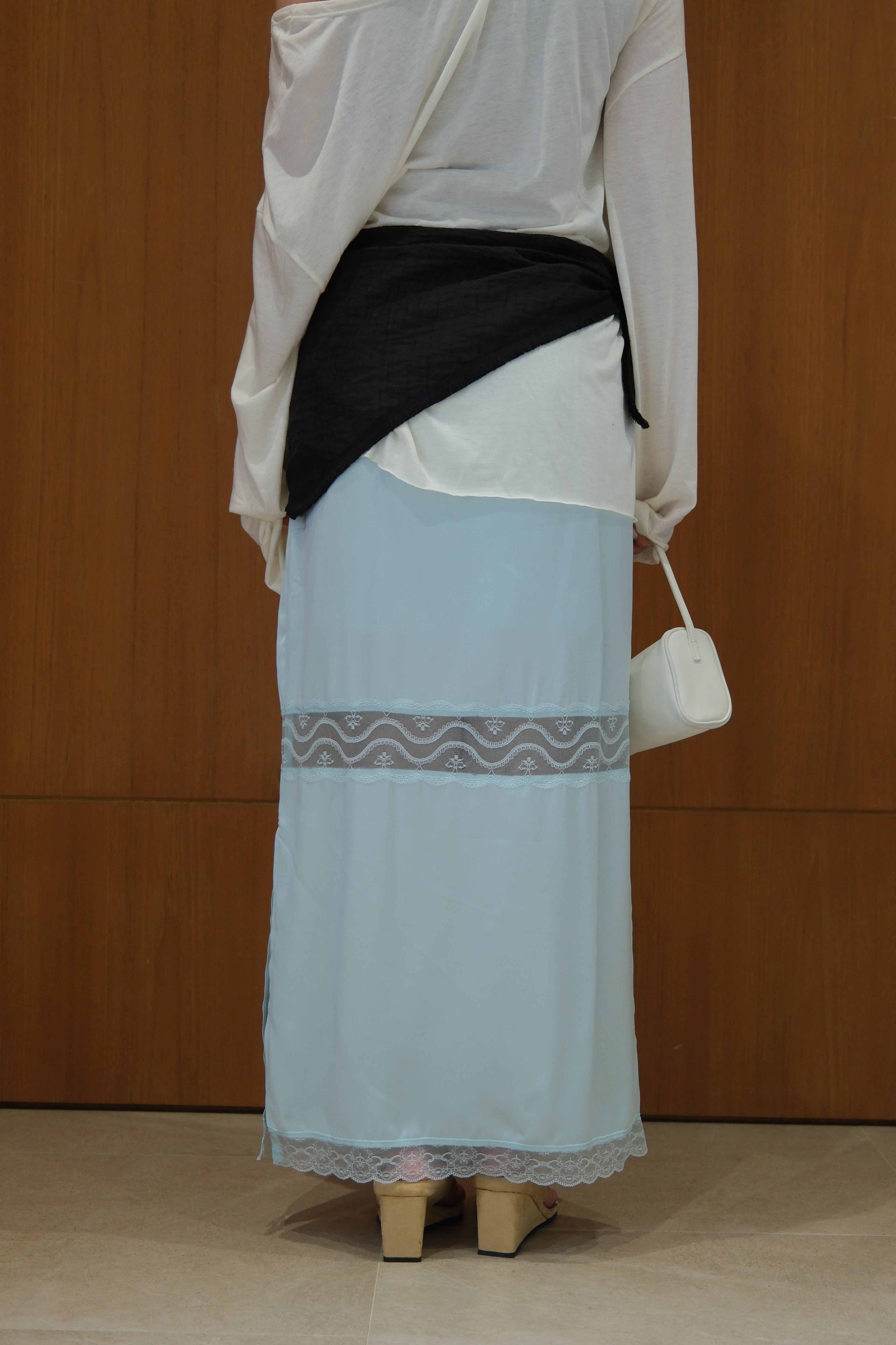 Glow & Mesh Silky maxi Skirt