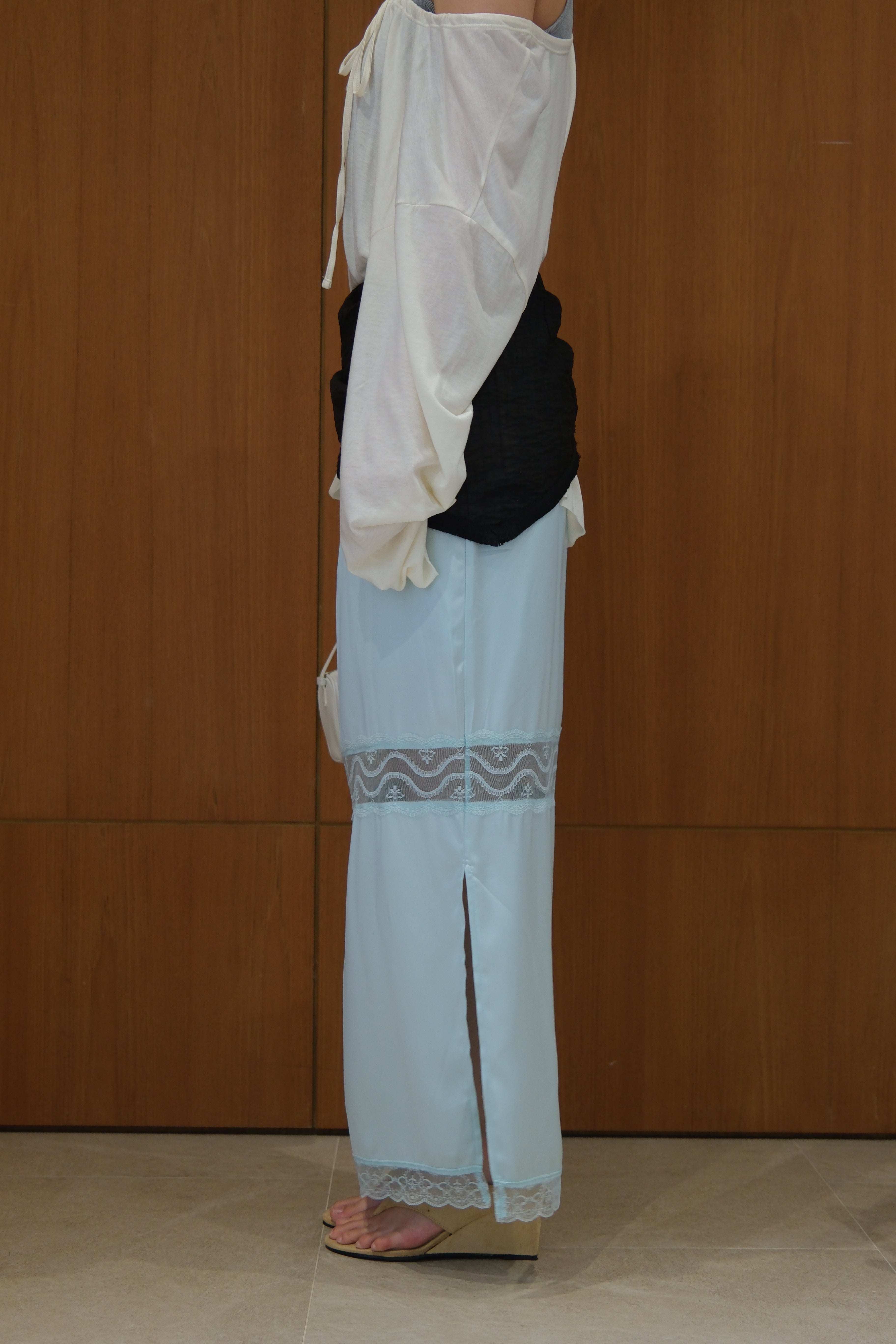 Glow & Mesh Silky maxi Skirt