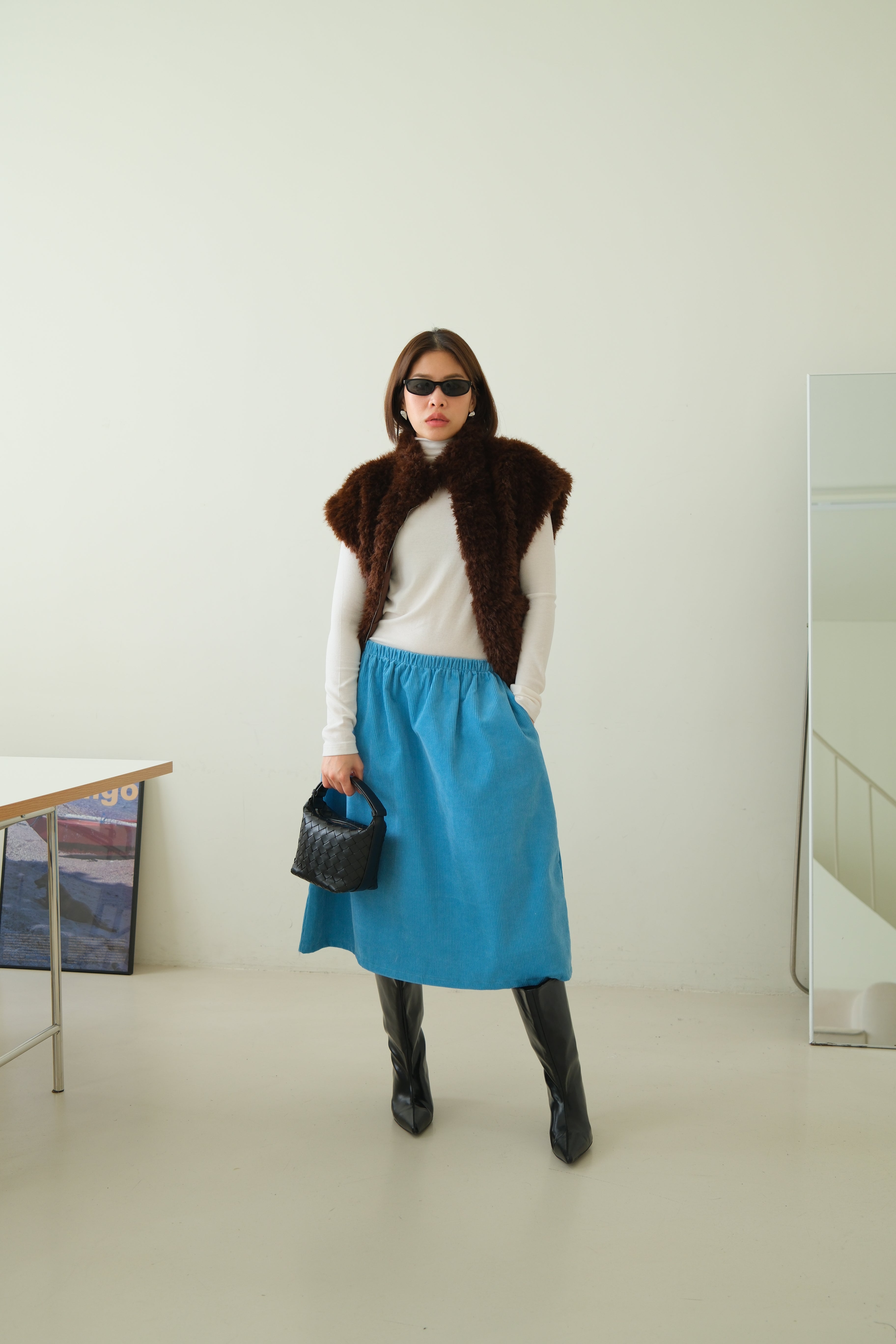 Copen fluffy vest (Adjustable drawstring hem)