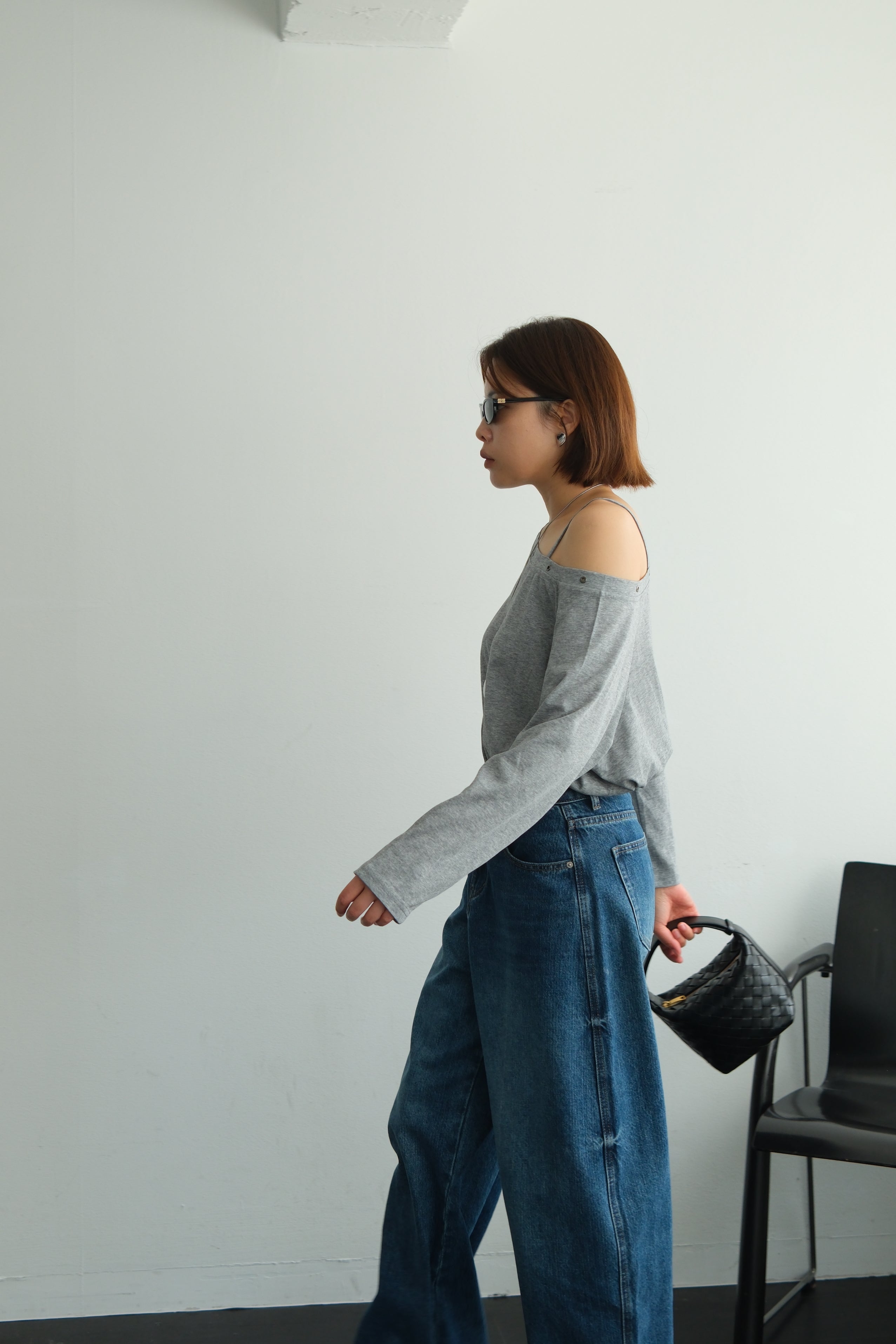 Asymmetric Shoulder Eyelet Top