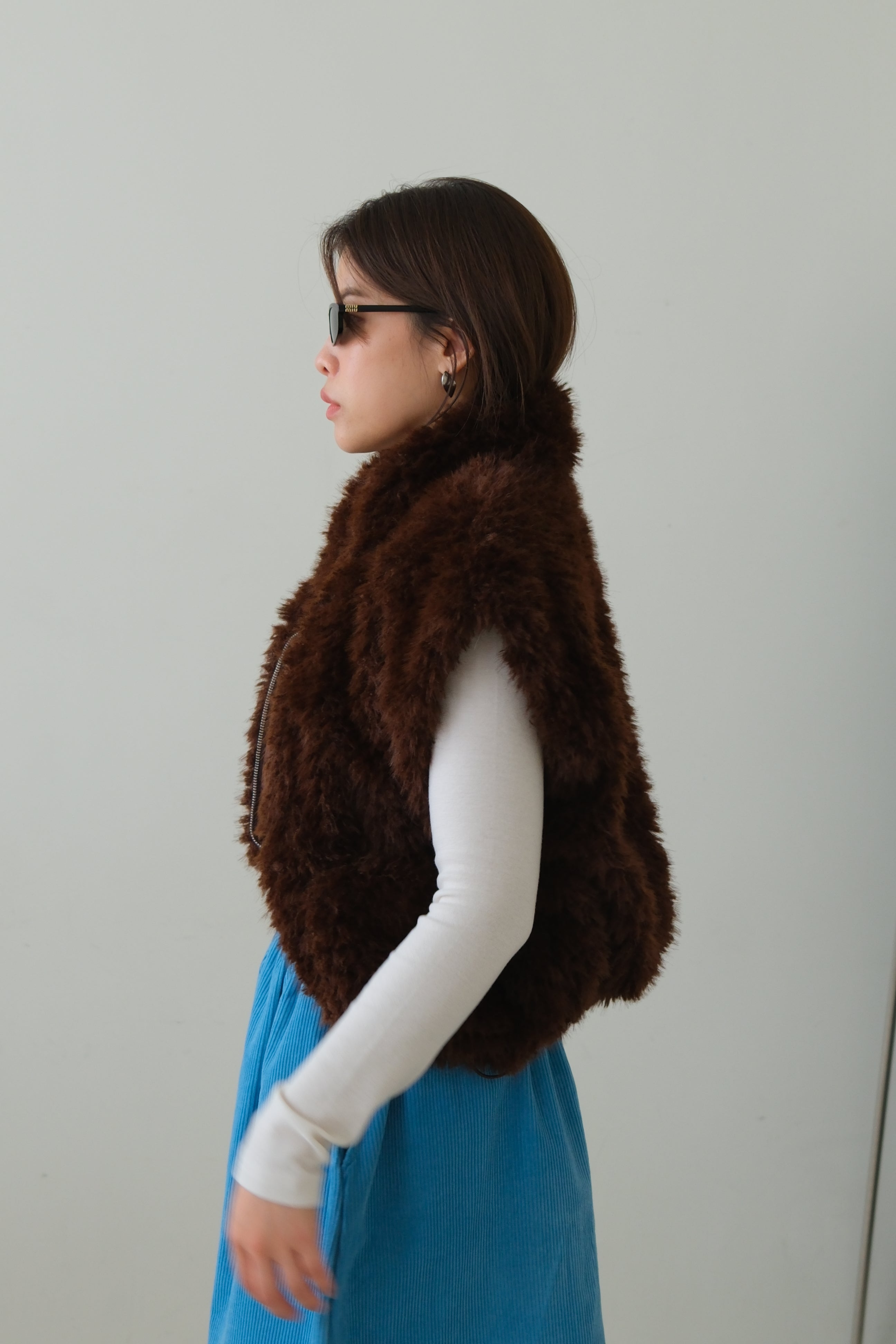 Copen fluffy vest (Adjustable drawstring hem)