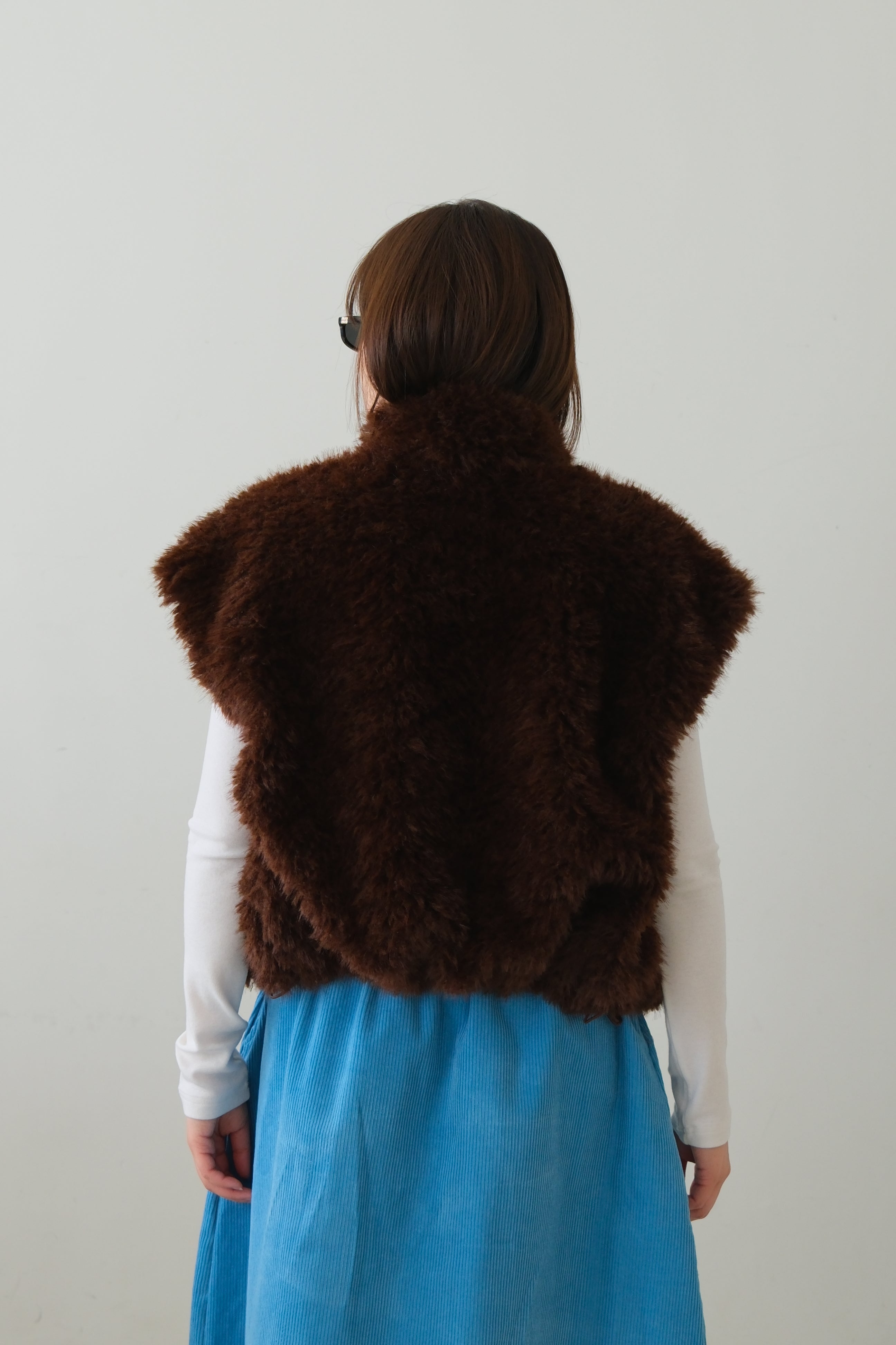 Copen fluffy vest (Adjustable drawstring hem)