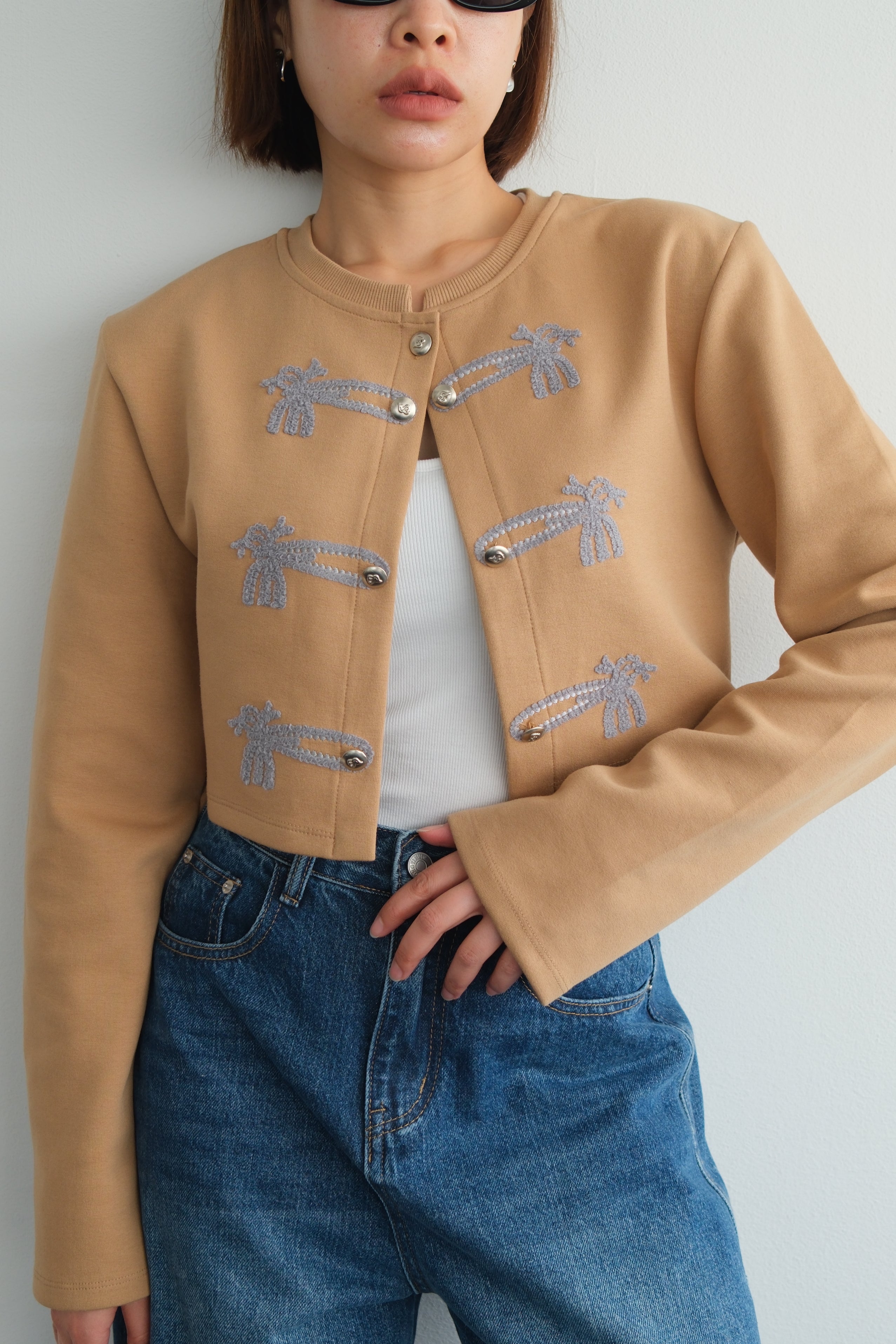 Chinese Knot Cropped Cardigan