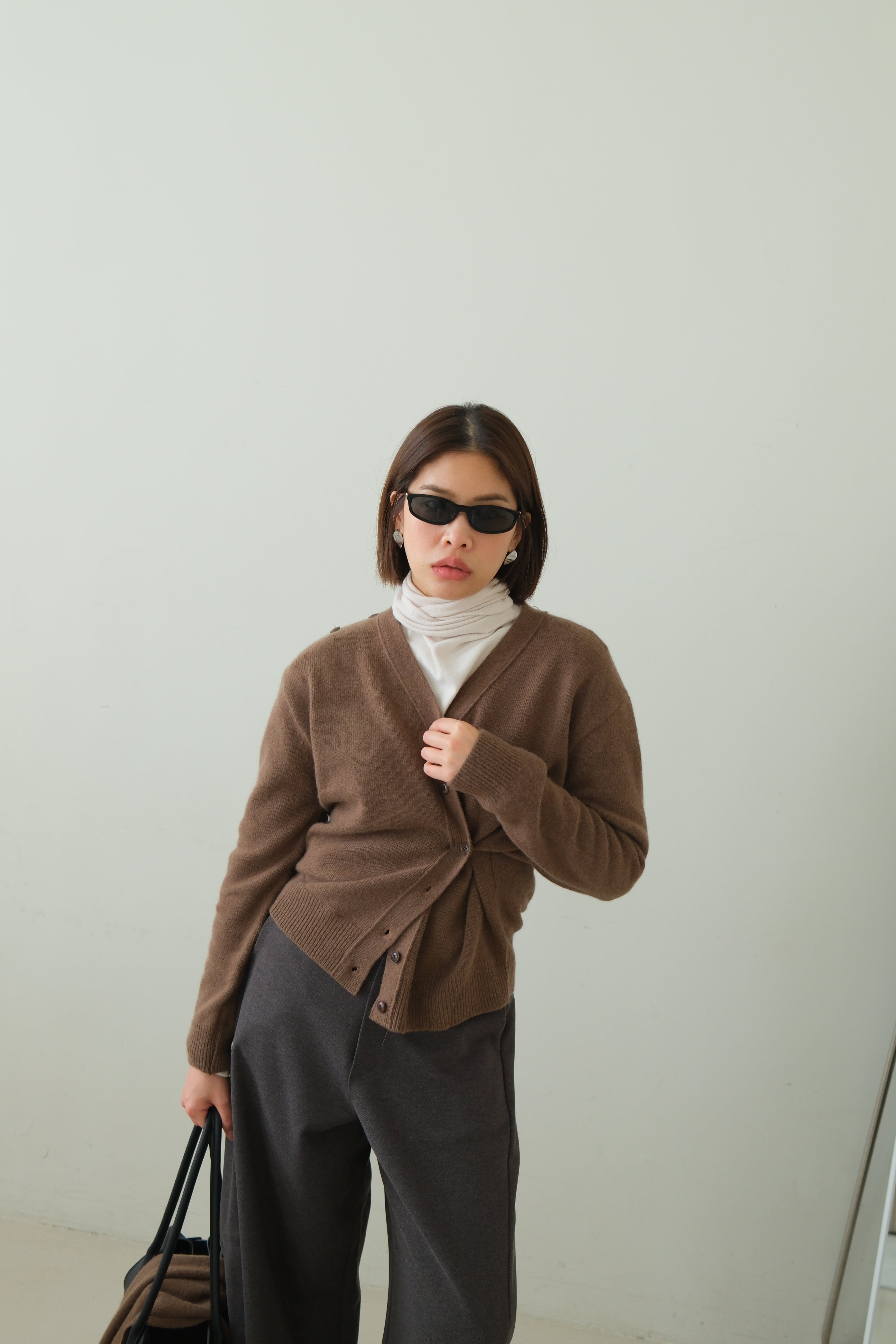 Rac scarf button cardigan (detachable scarf)