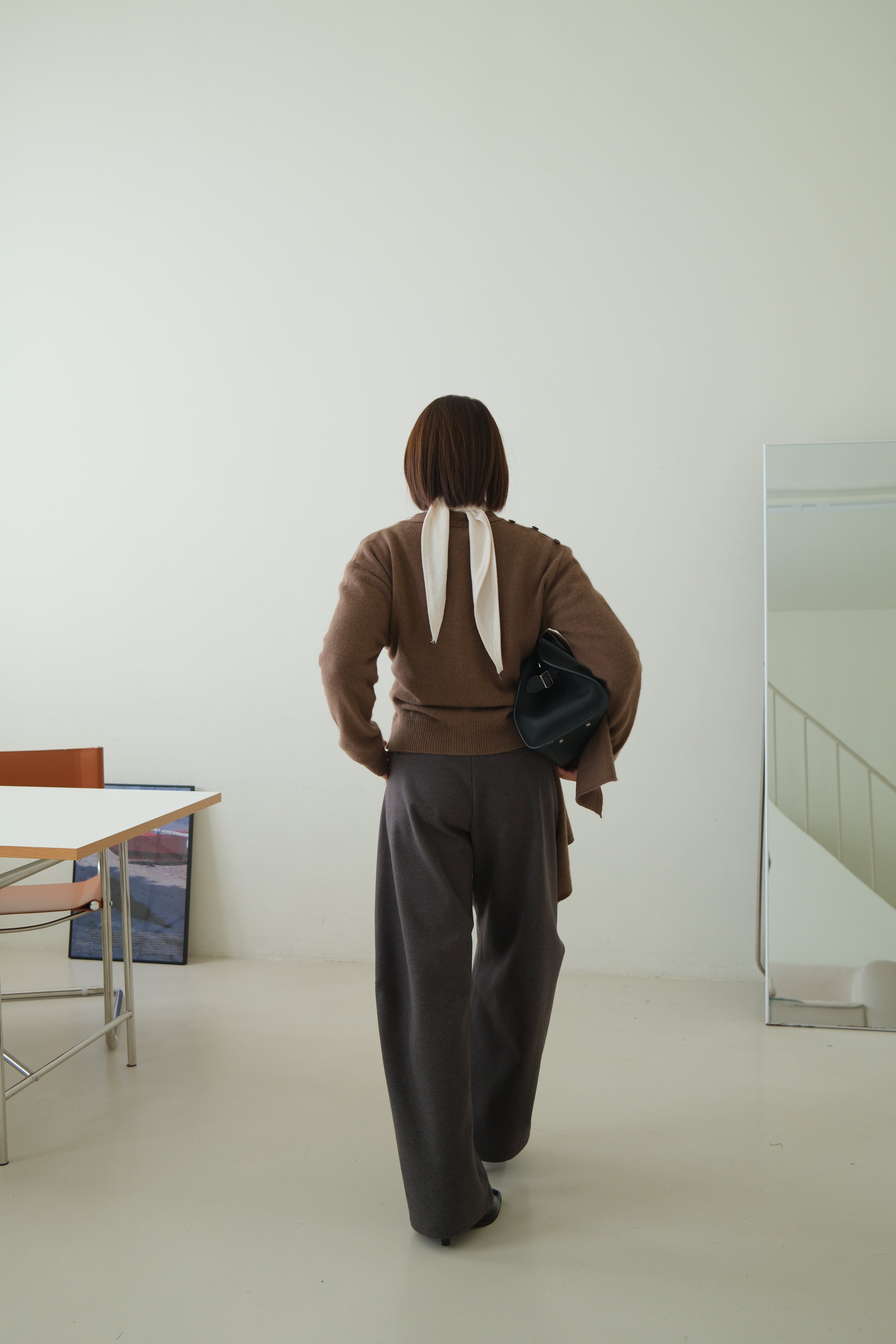 Rac scarf button cardigan (detachable scarf)