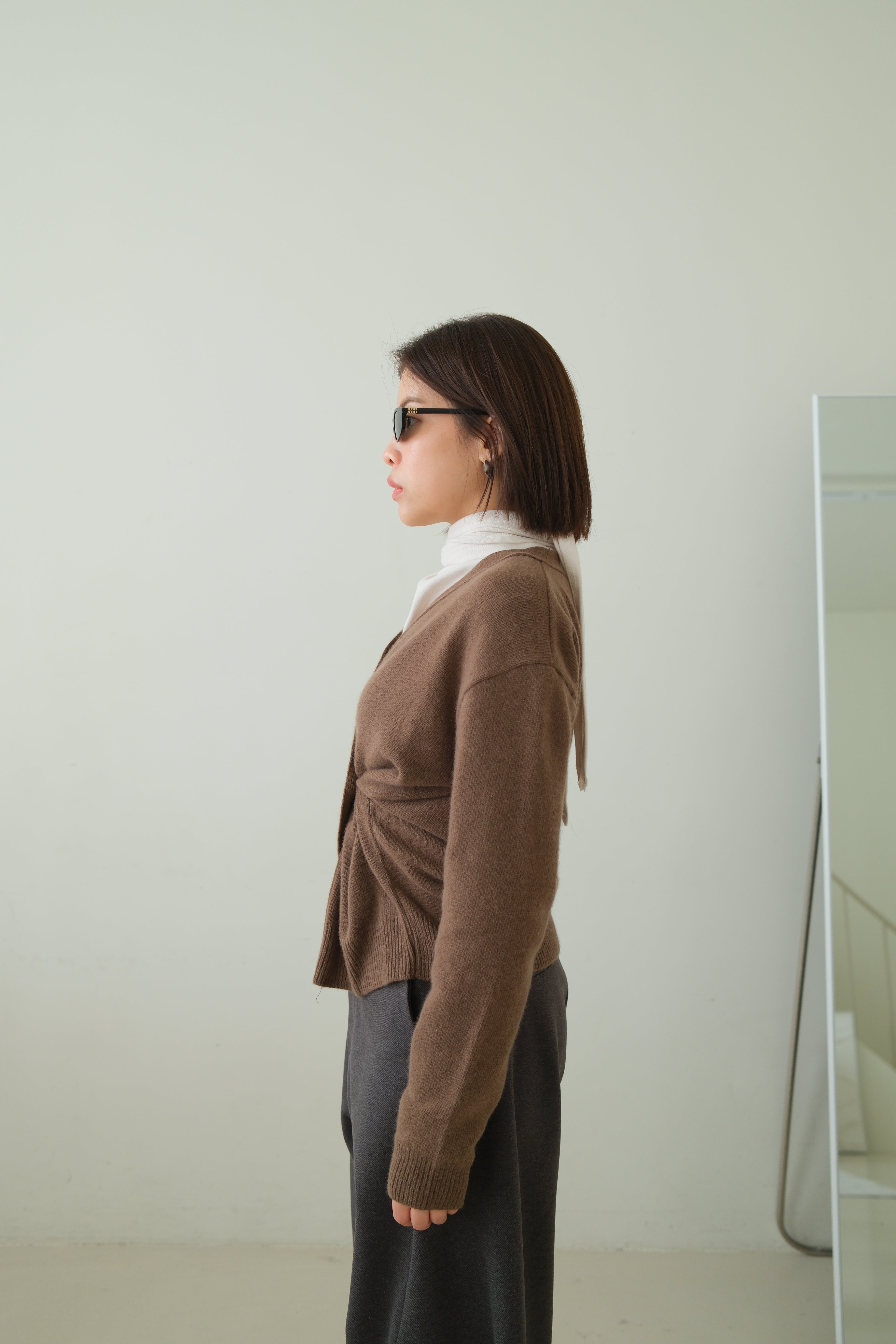 Rac scarf button cardigan (detachable scarf)