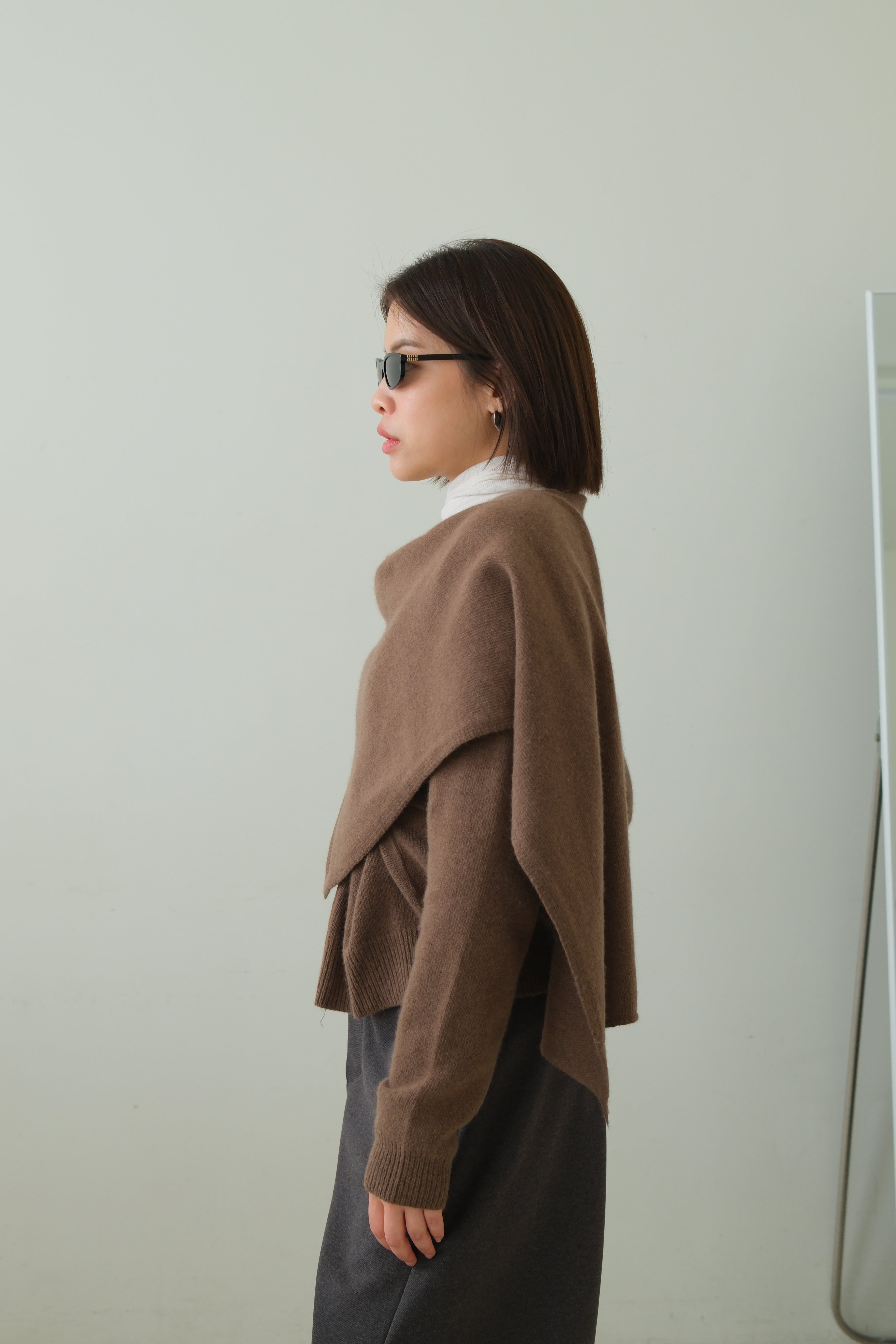 Rac scarf button cardigan (detachable scarf)