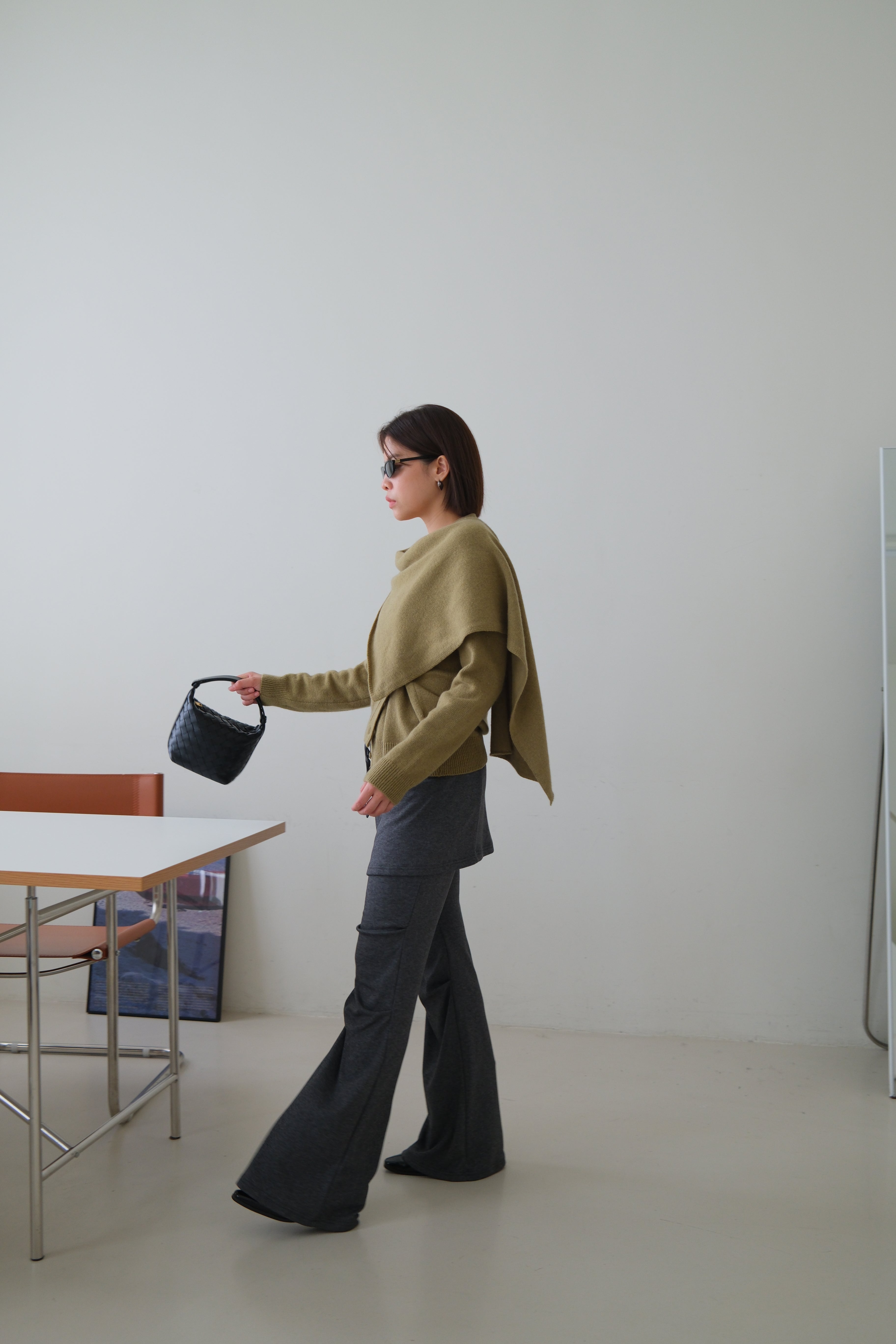 Rac scarf button cardigan (detachable scarf)