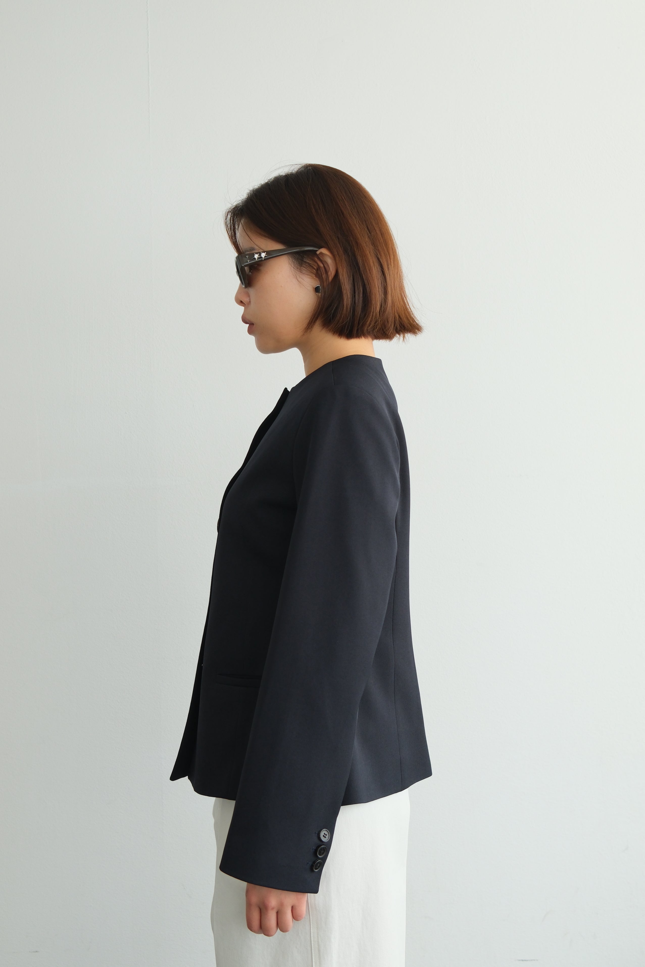 Sculpted Round Neck Blazer