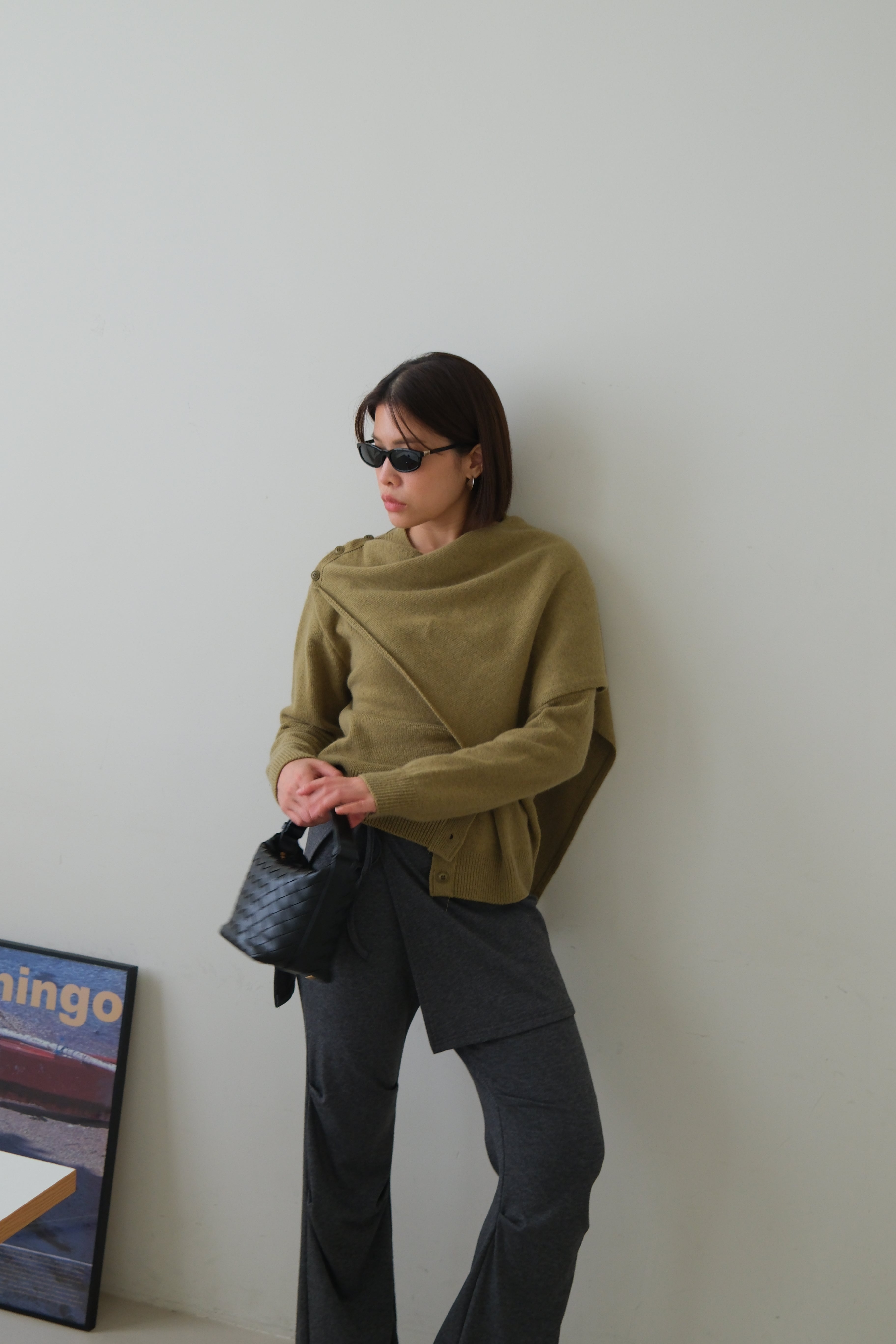 Rac scarf button cardigan (detachable scarf)