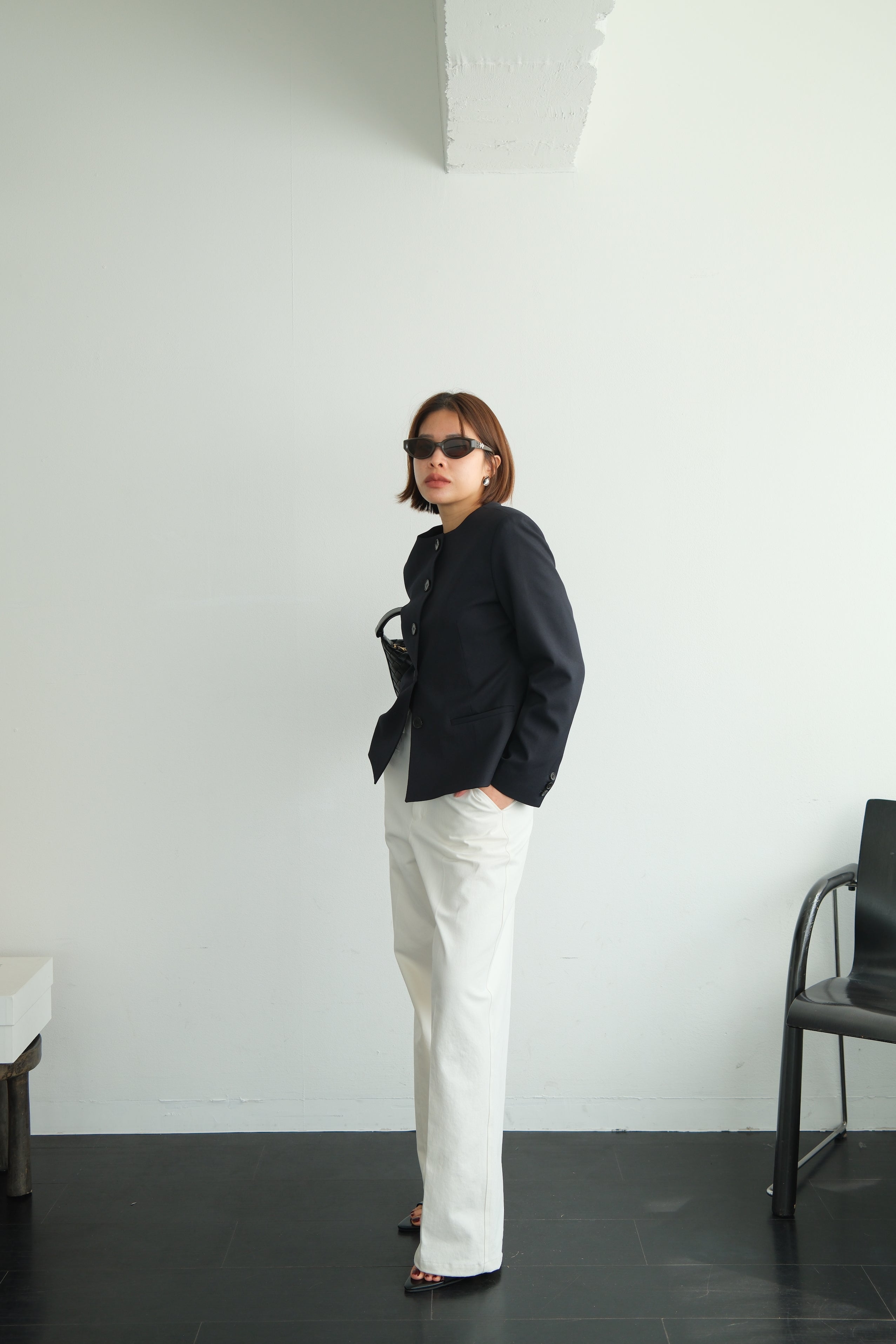 Sculpted Round Neck Blazer