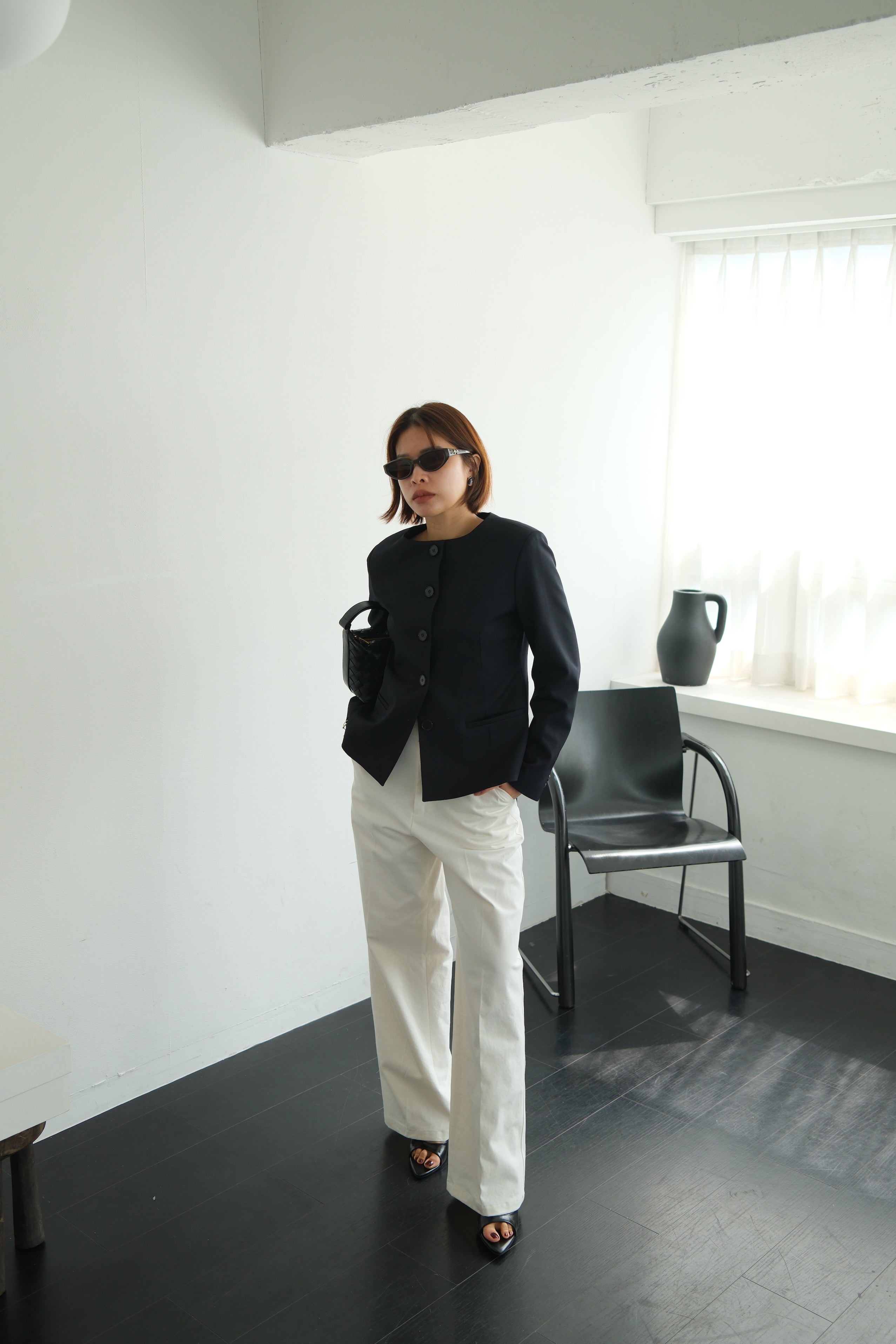 Sculpted Round Neck Blazer