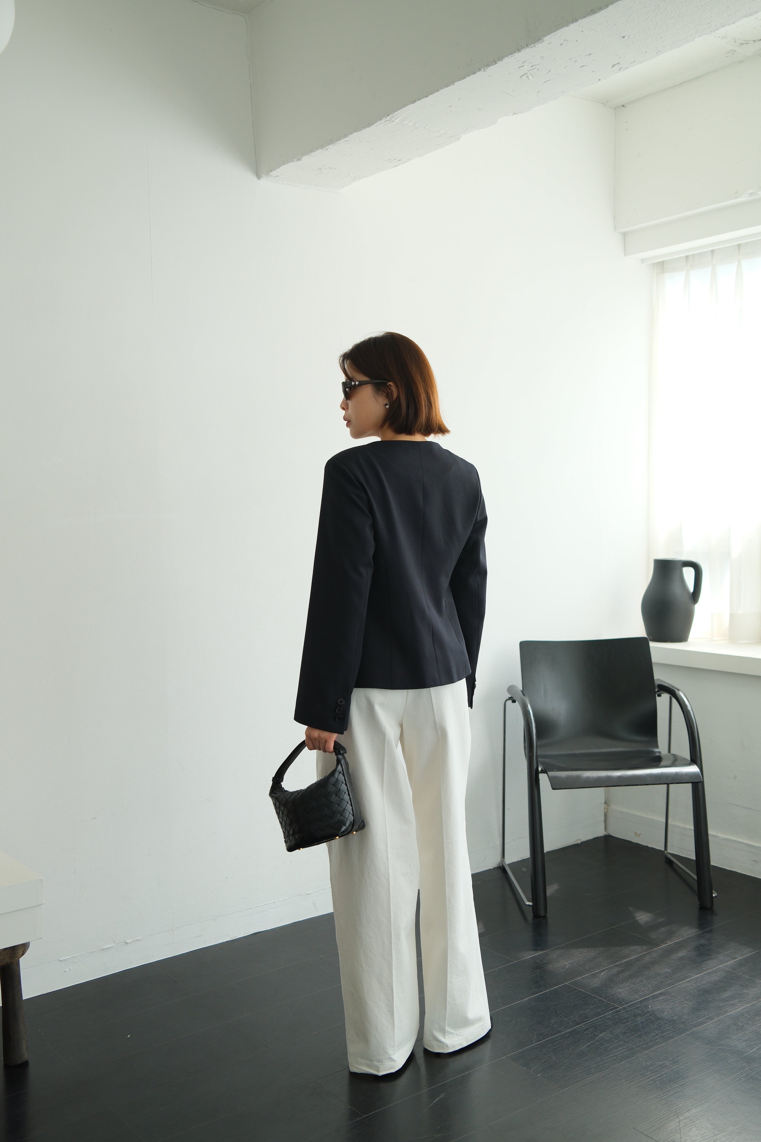 Sculpted Round Neck Blazer