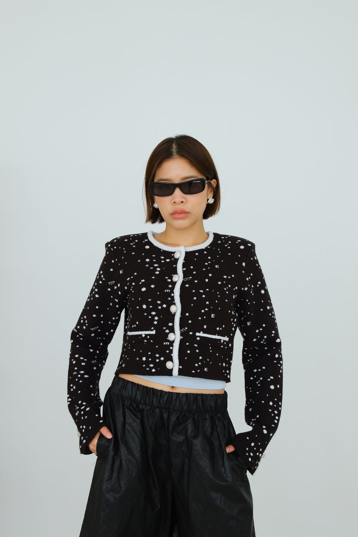 Odette Speckled Crop Cardigan