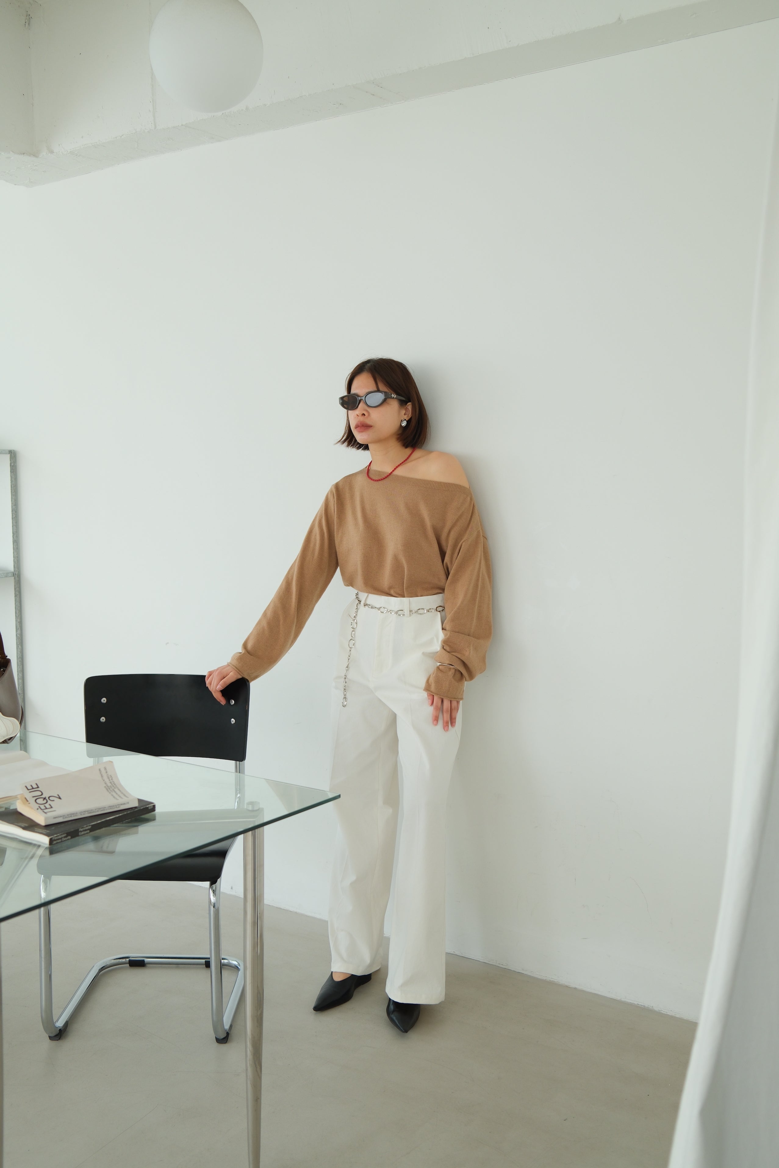 Elia Boat Neck Knit Crop Top