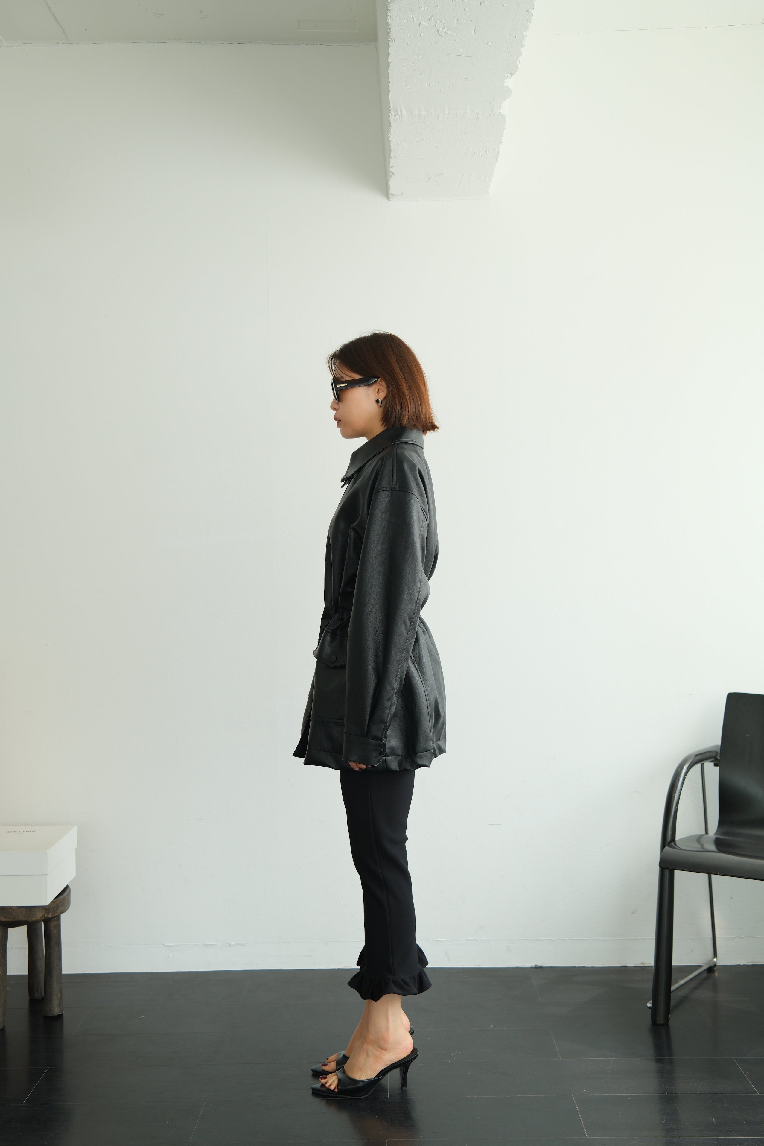 Soft Faux Leather Drawstring Jacket