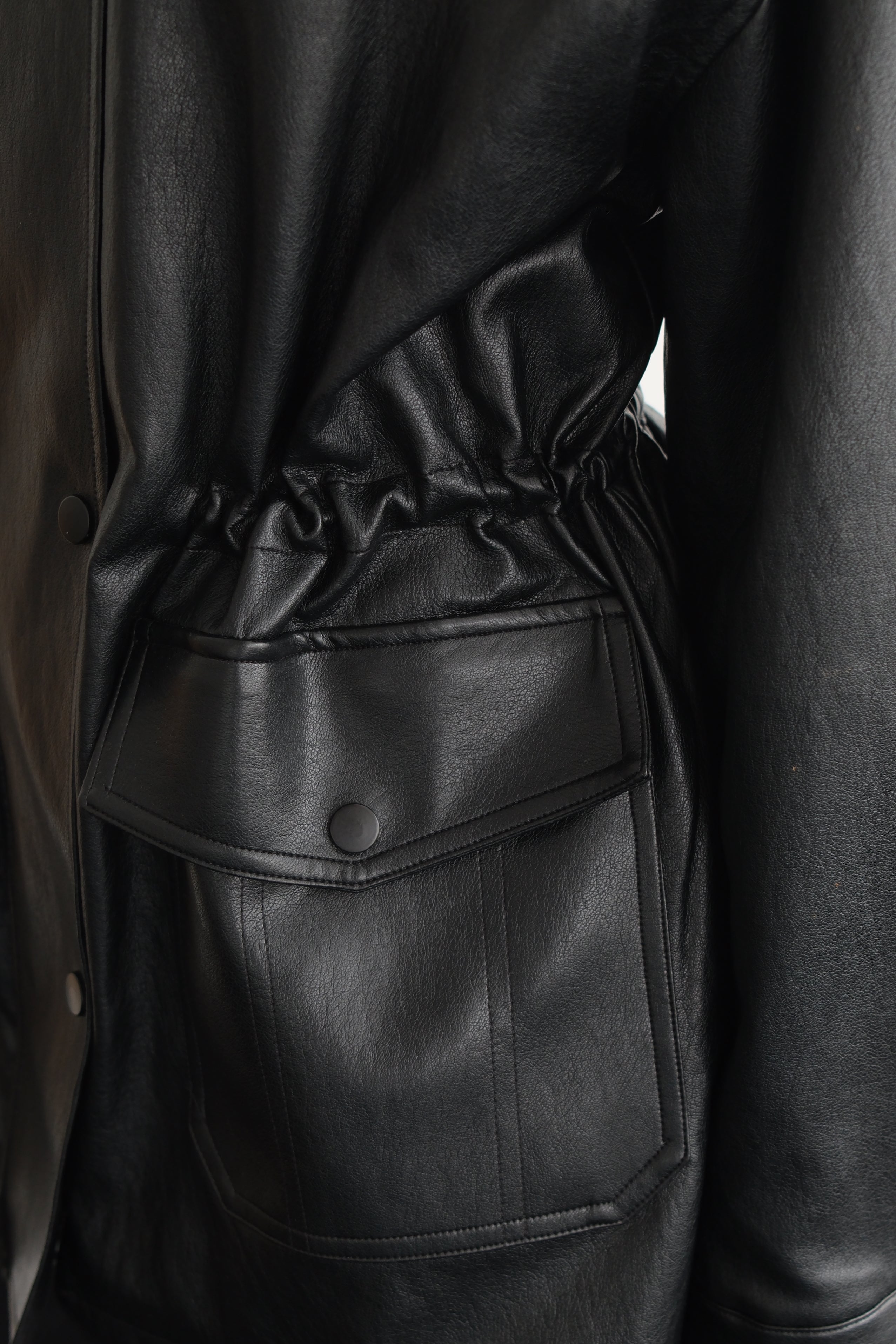 Soft Faux Leather Drawstring Jacket
