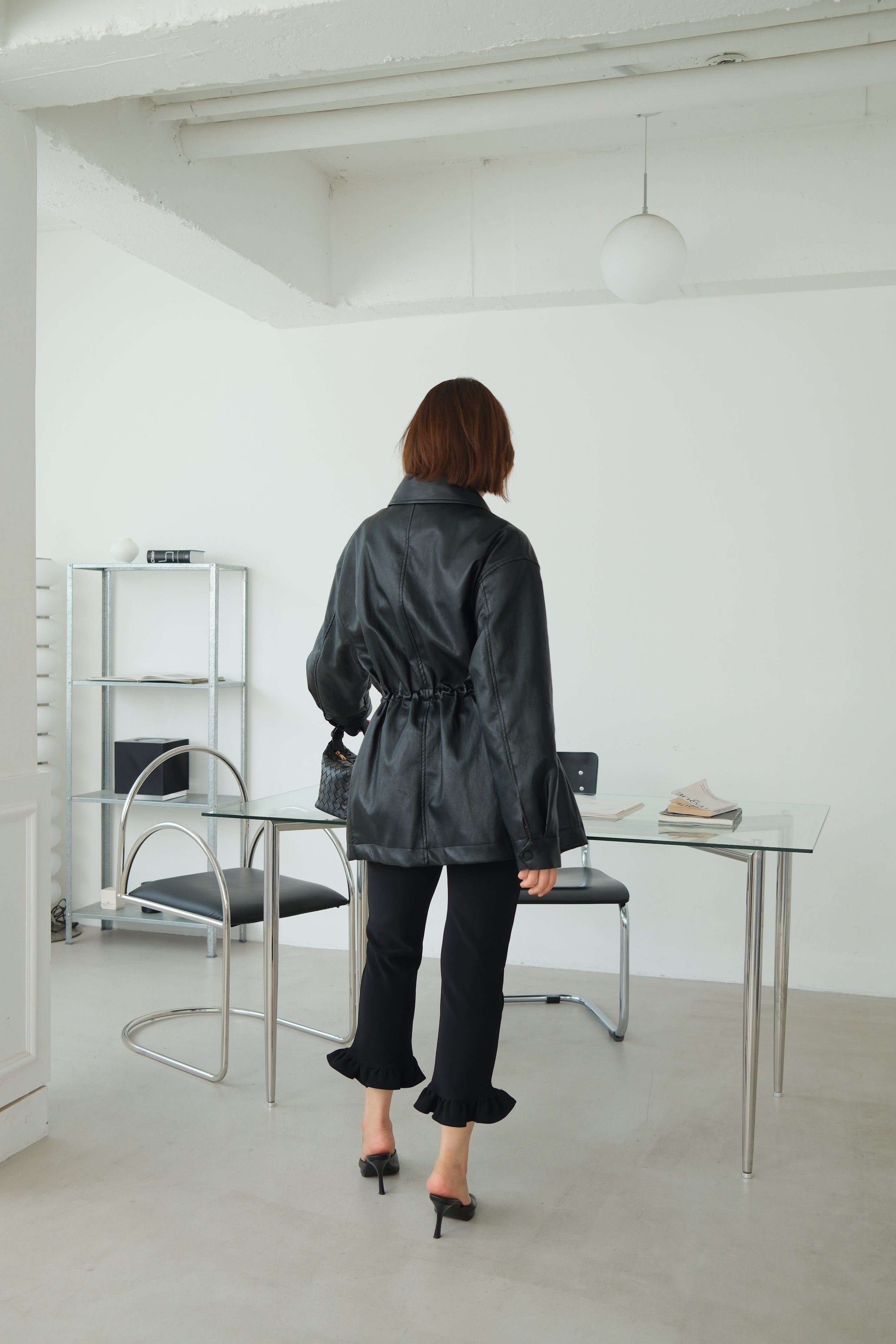 Soft Faux Leather Drawstring Jacket