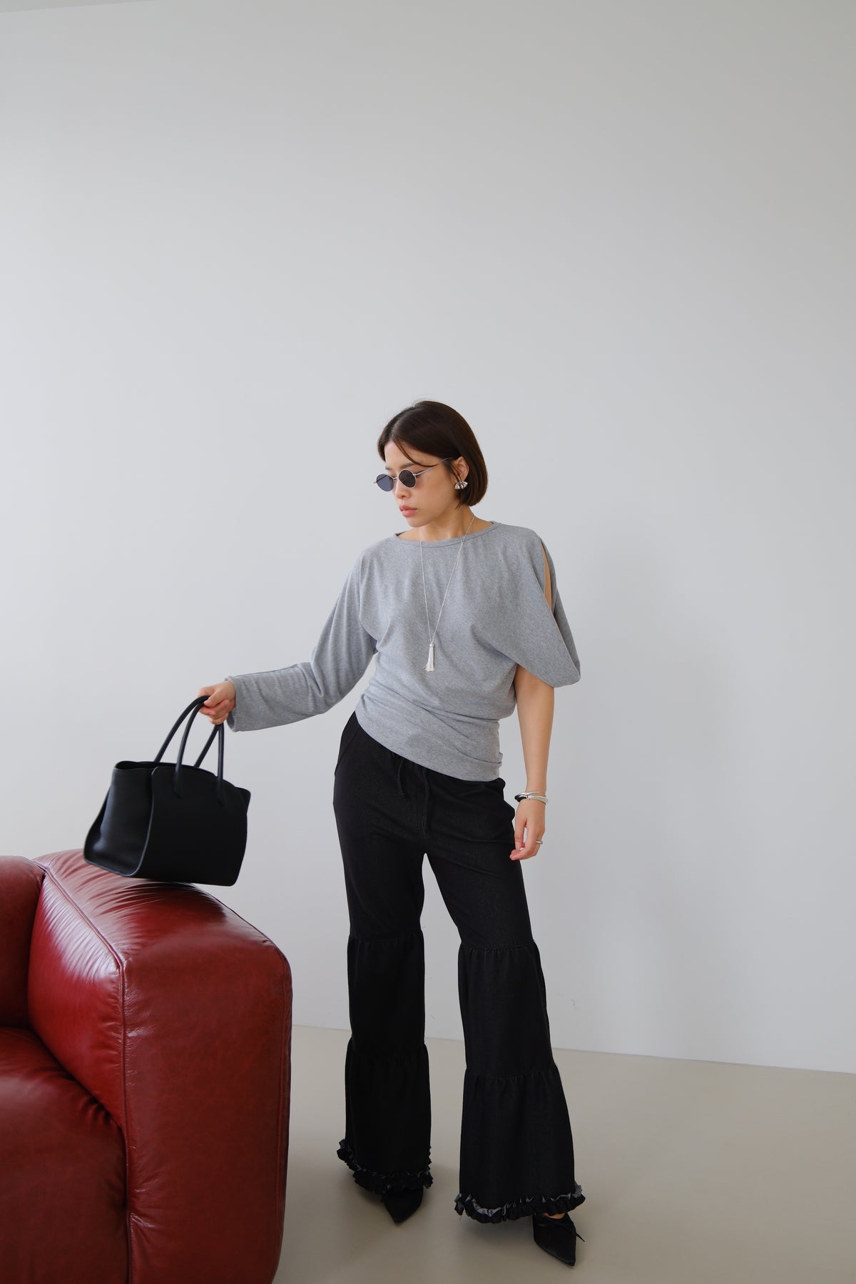 Riva Asymmetric Sleeve Top