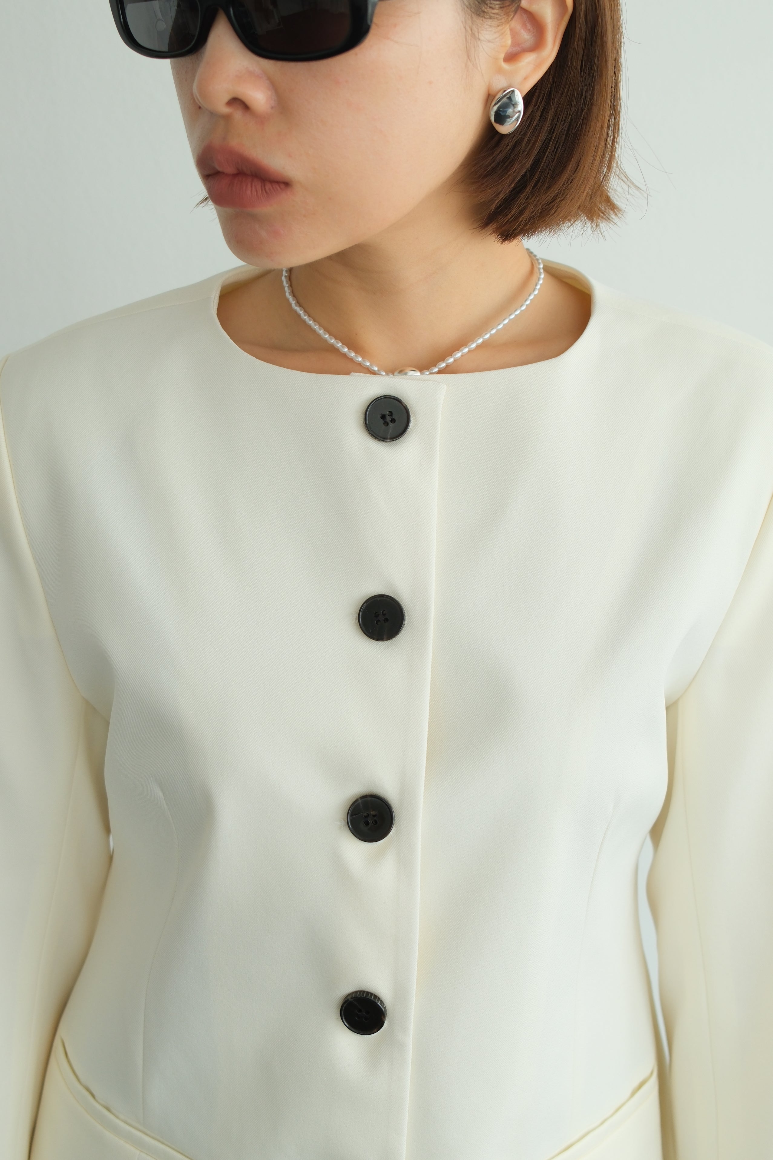 Sculpted Round Neck Blazer