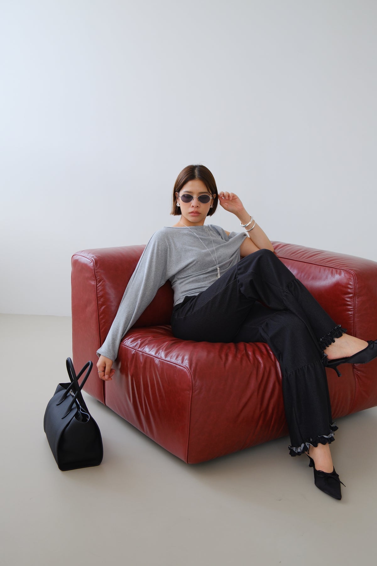 Riva Asymmetric Sleeve Top