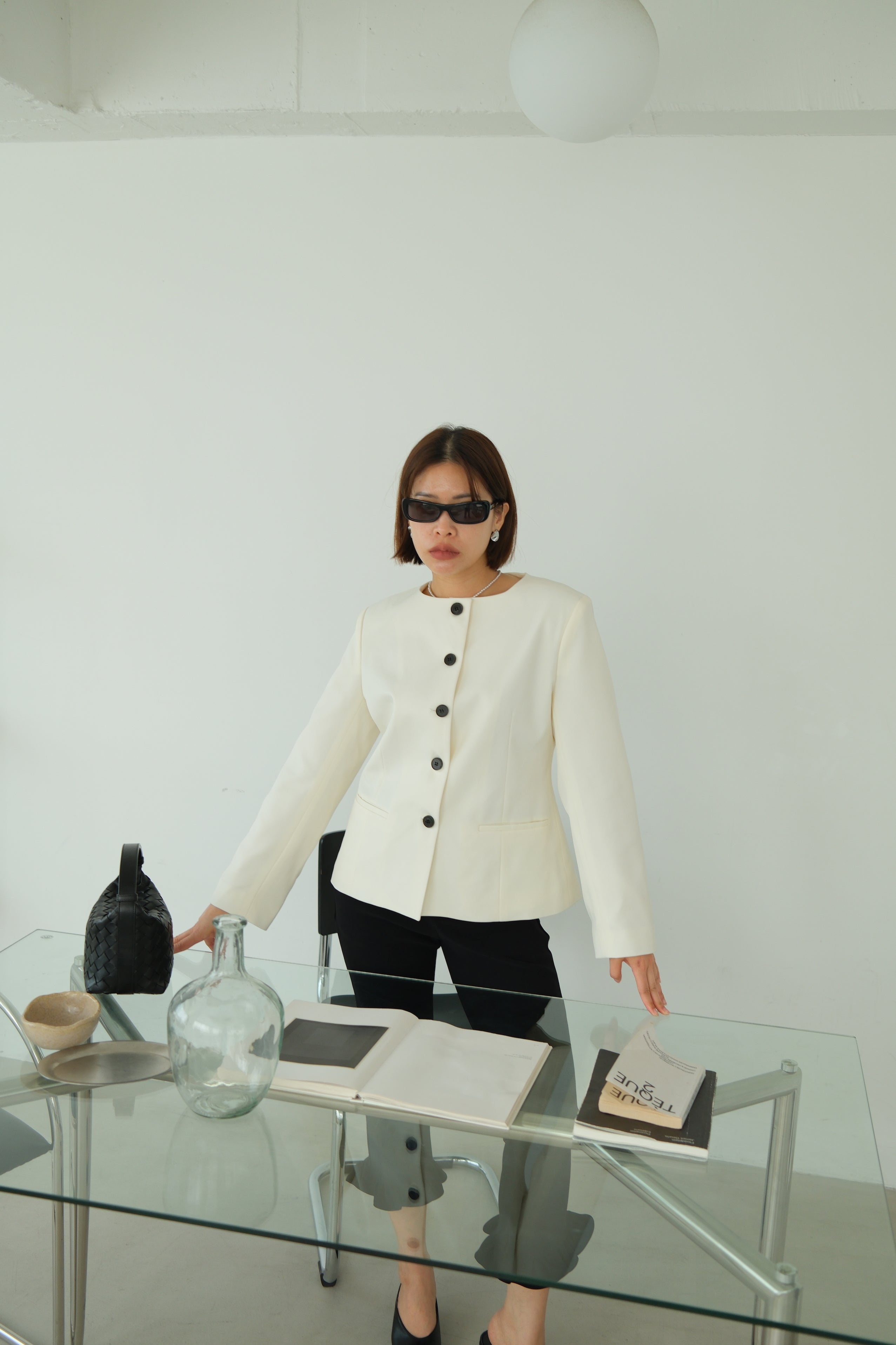 Sculpted Round Neck Blazer