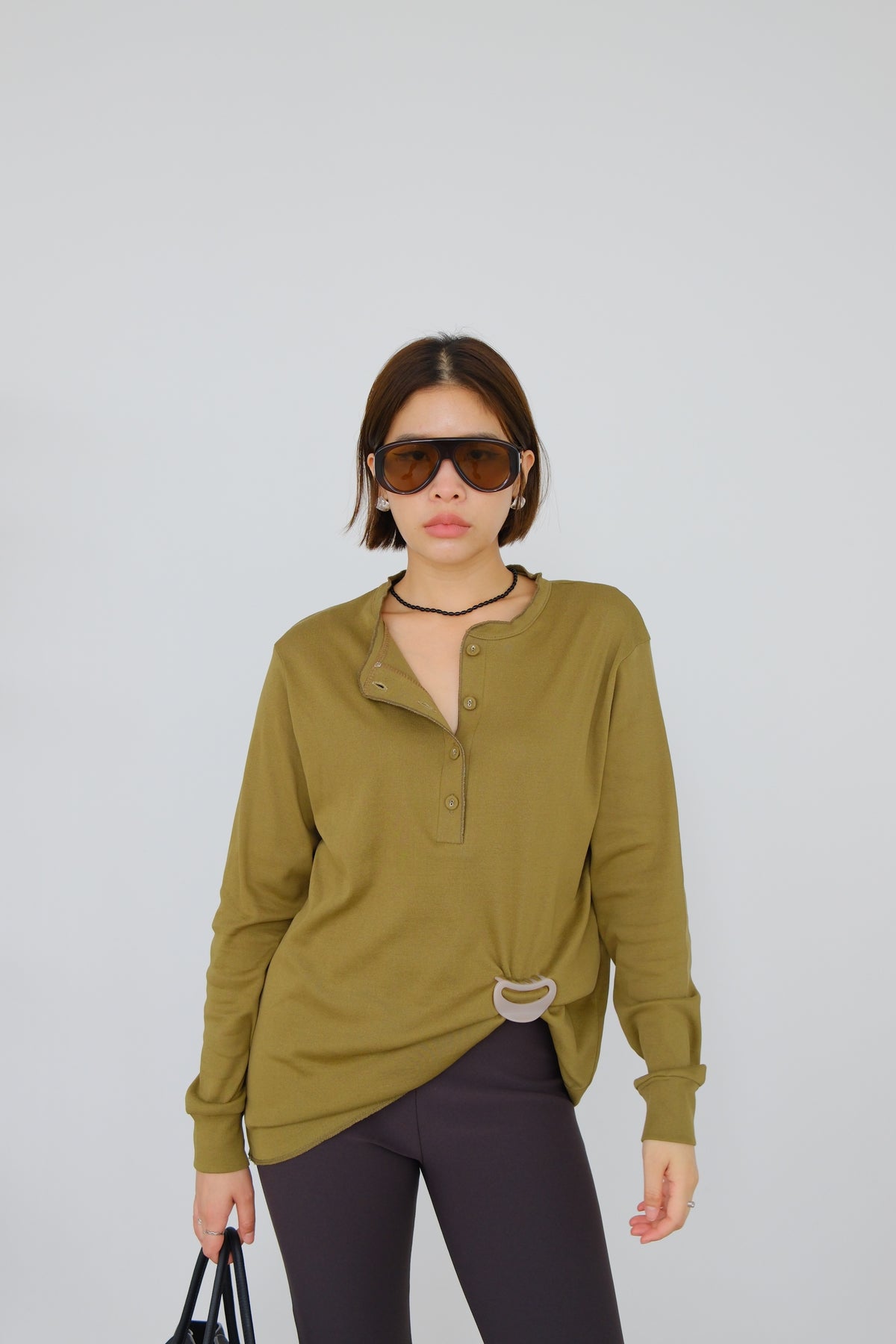 Elin Button Neck Soft Tee