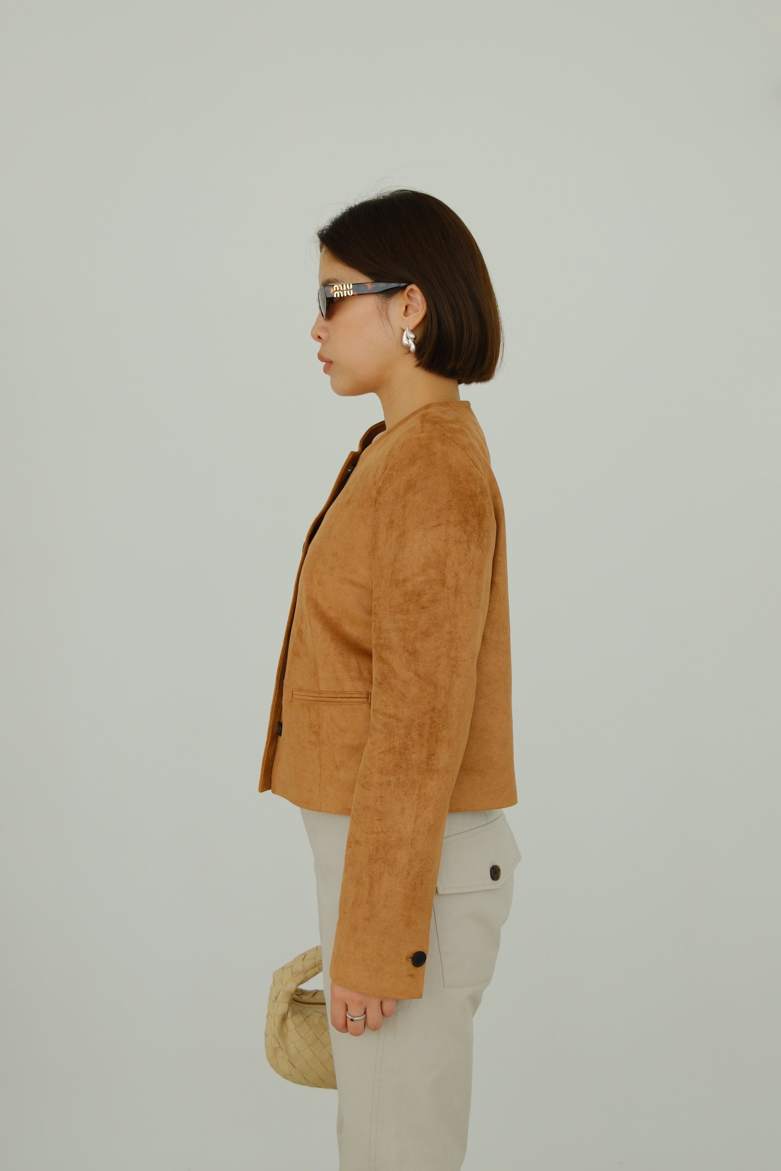Nola Round Neck Suede Jacket