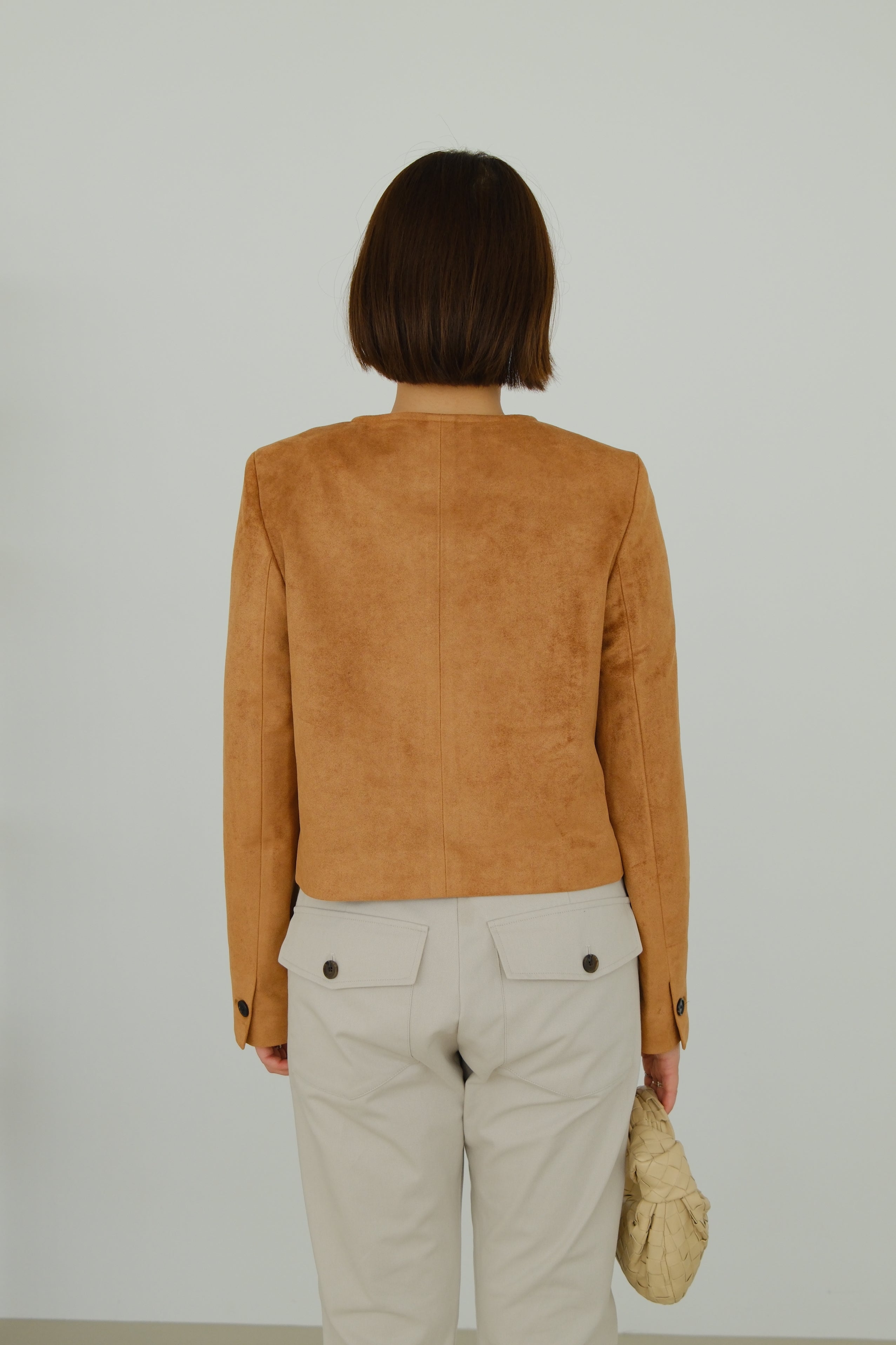 Nola Round Neck Suede Jacket