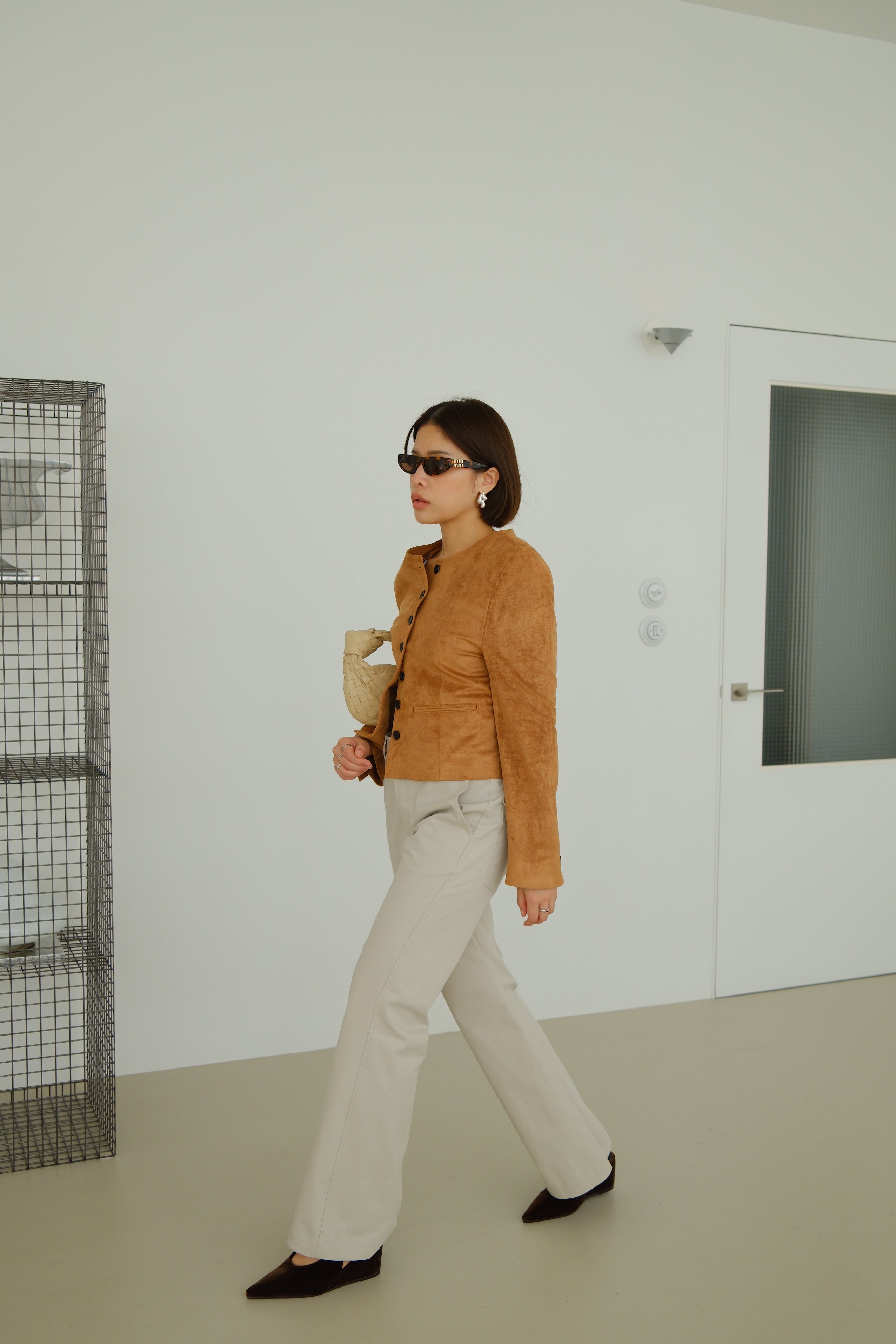 Nola Round Neck Suede Jacket