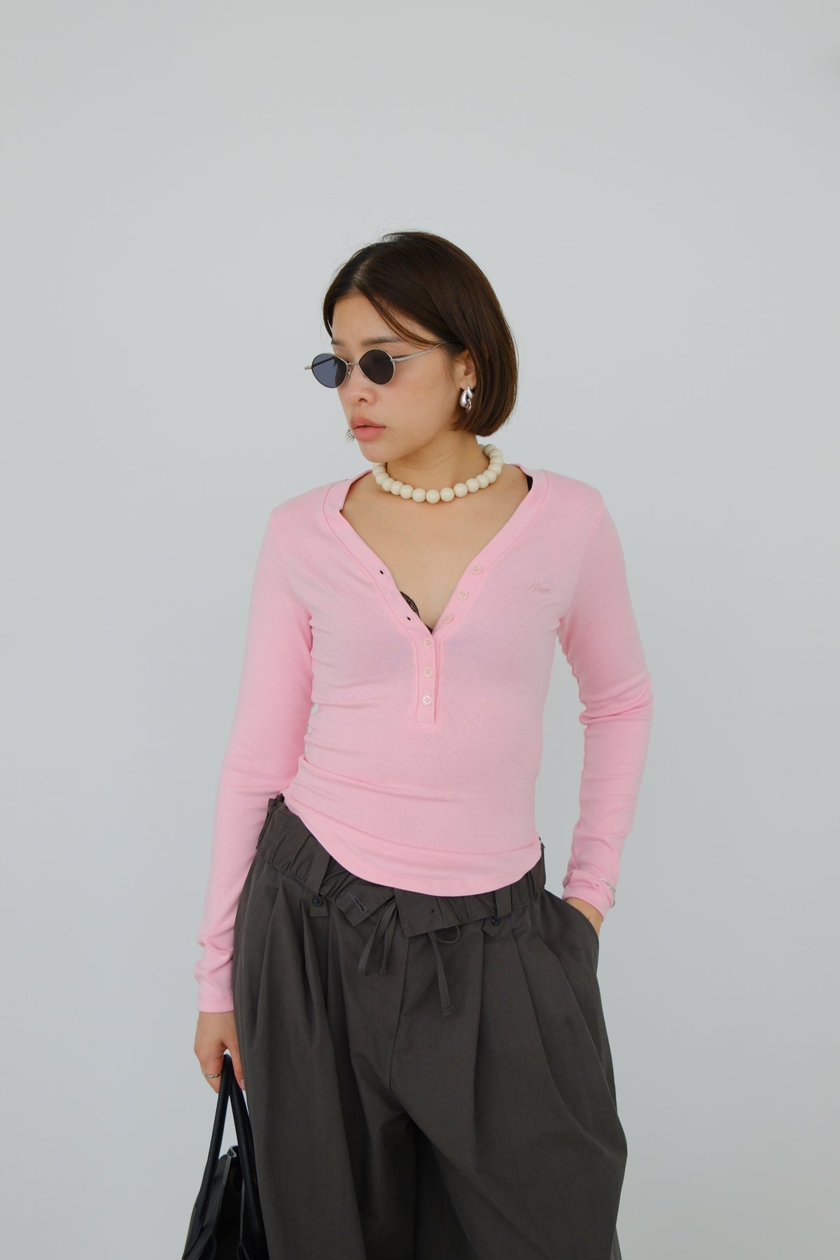 Nara Soft Button V-Neck Top