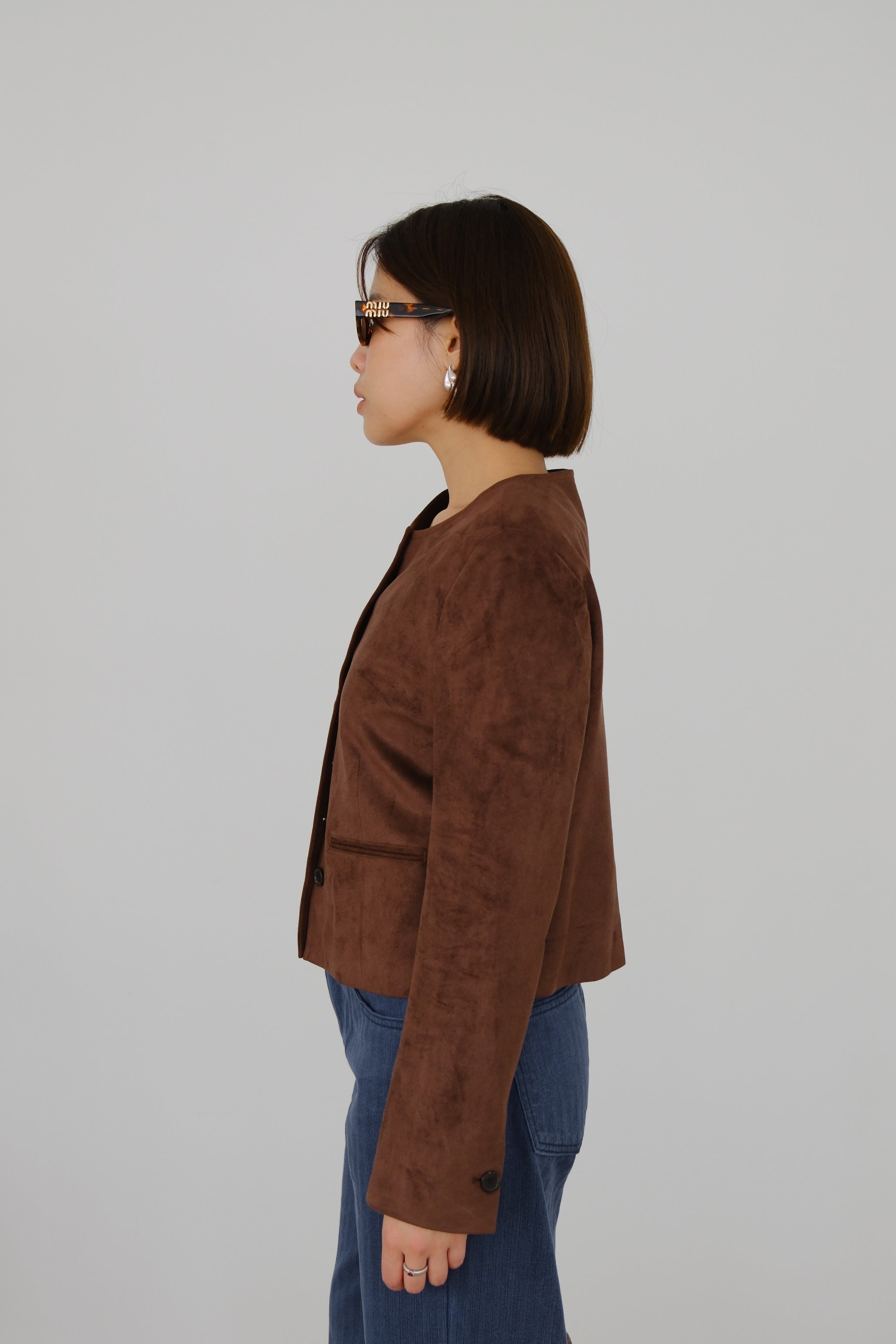 Nola Round Neck Suede Jacket