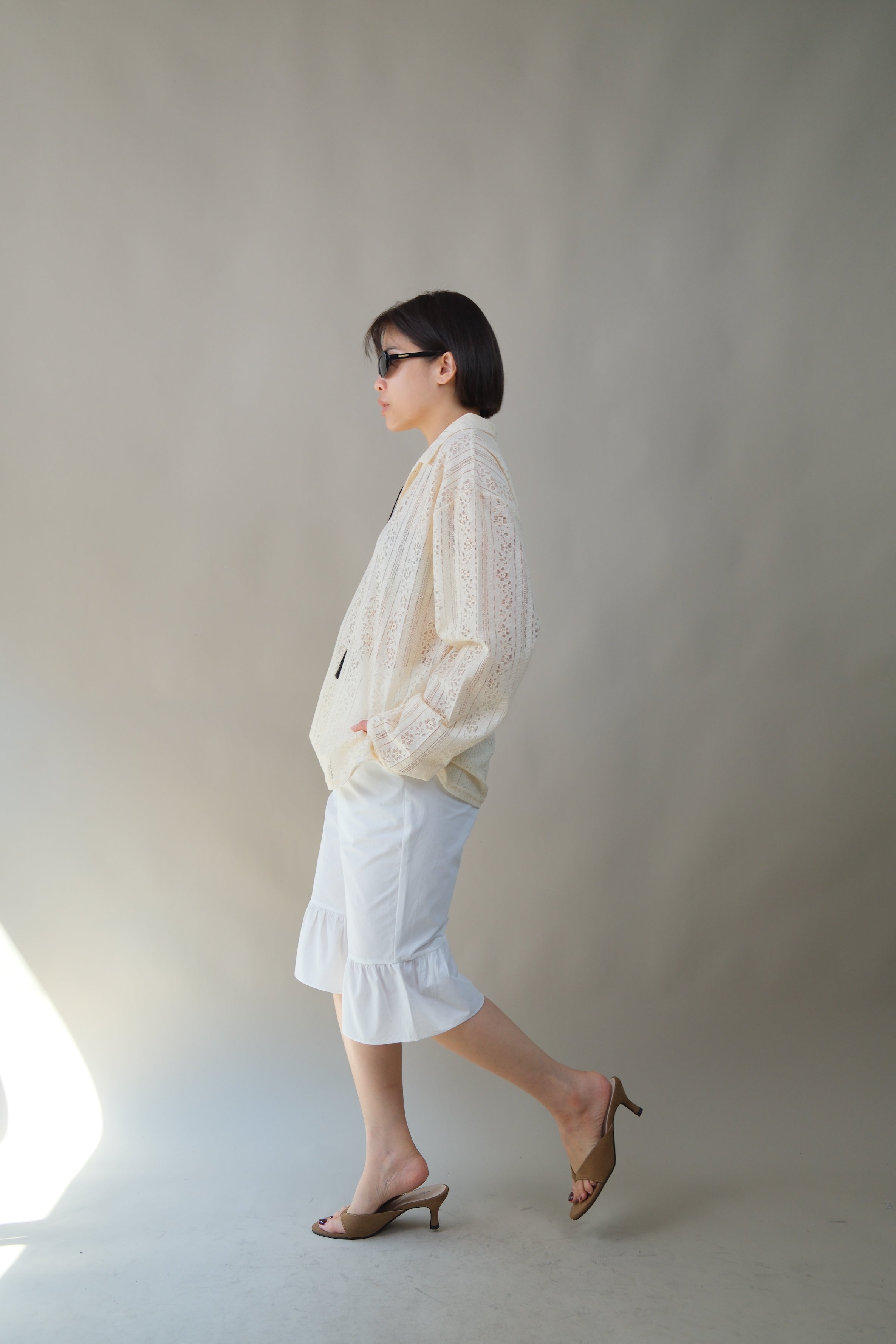 Elastic Waist Ruffle Hem Shorts