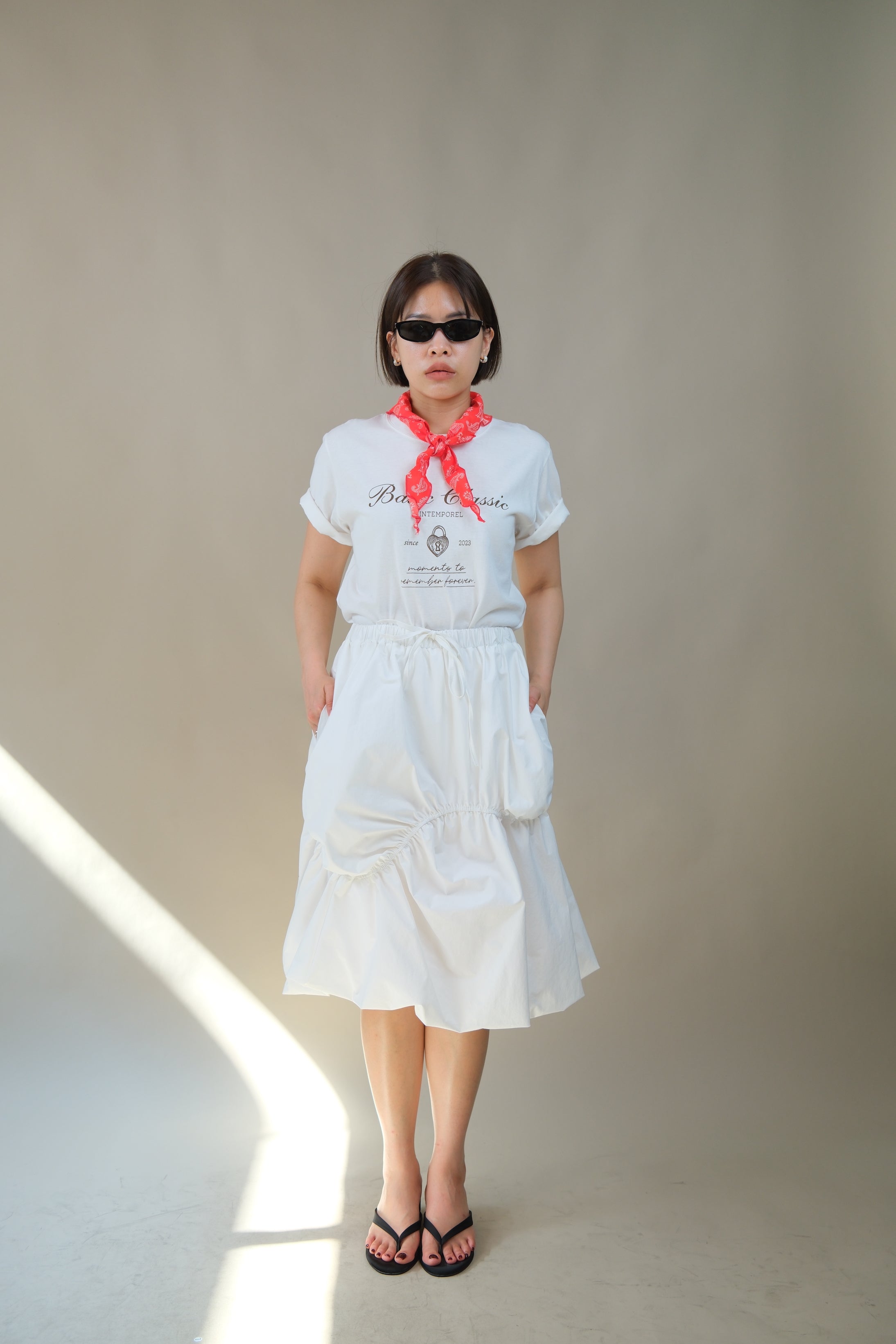 Wavey balloon midi skirt