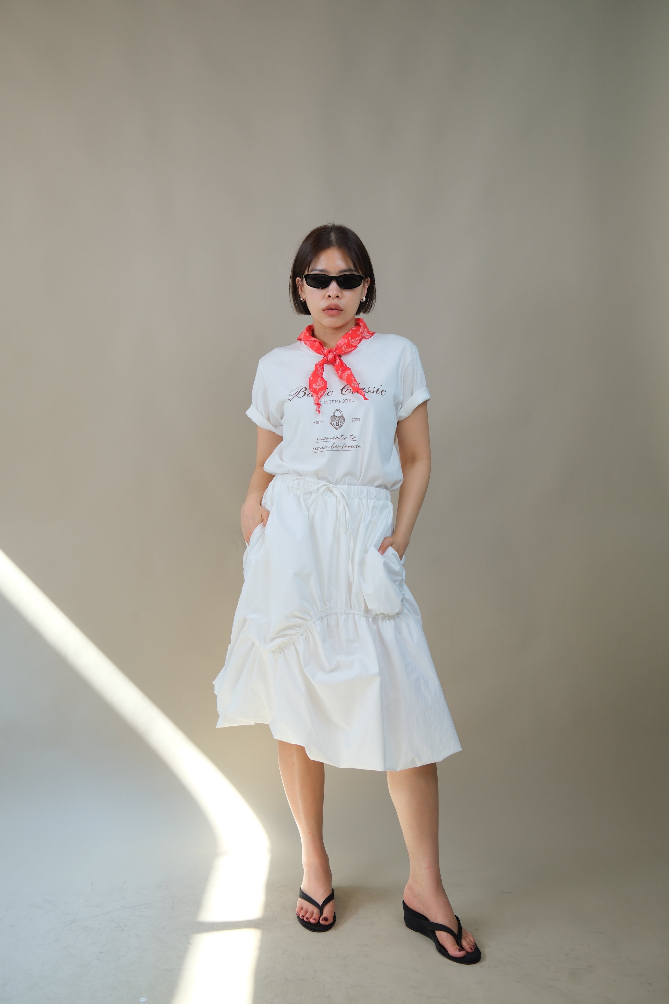Wavey balloon midi skirt