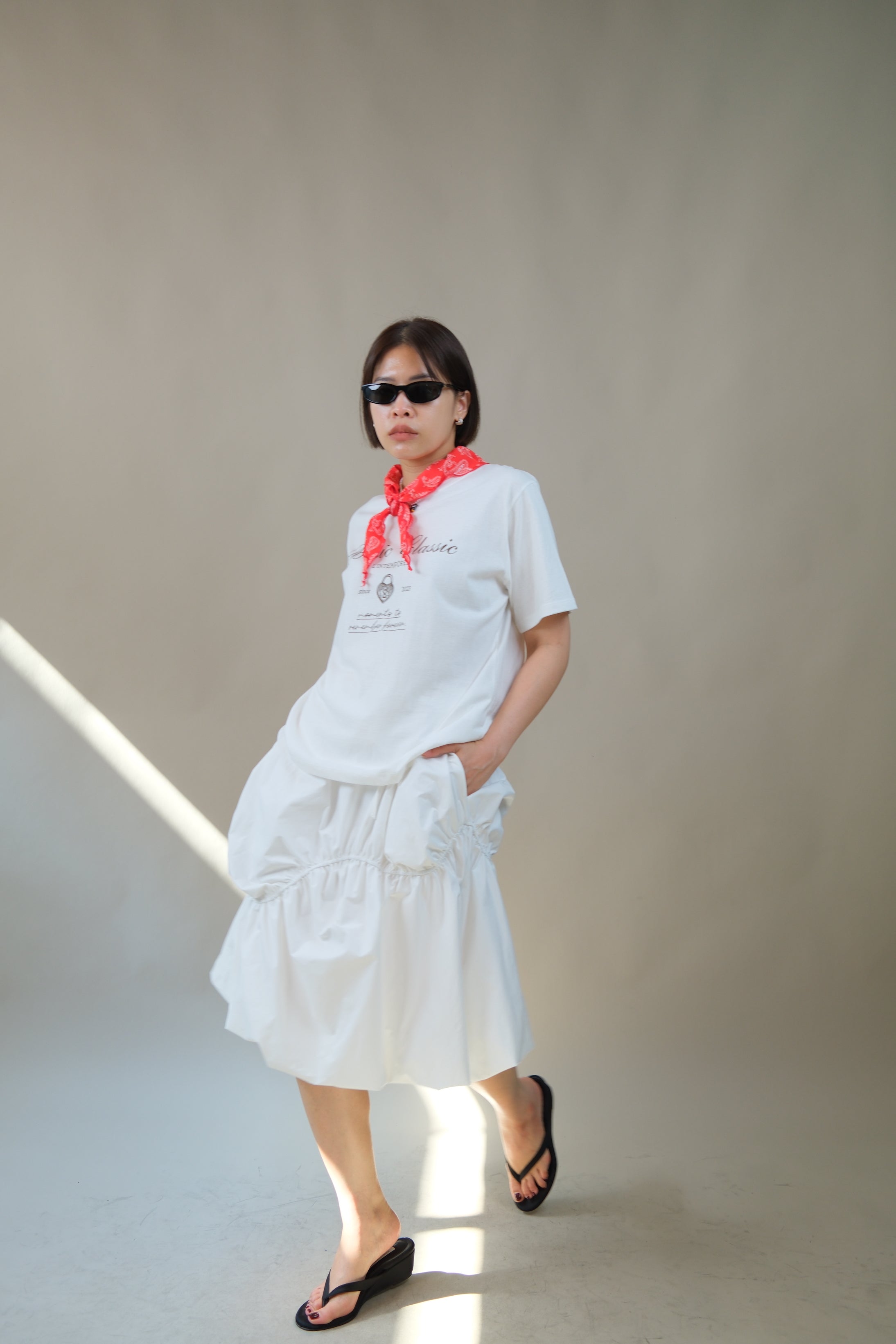 Wavey balloon midi skirt
