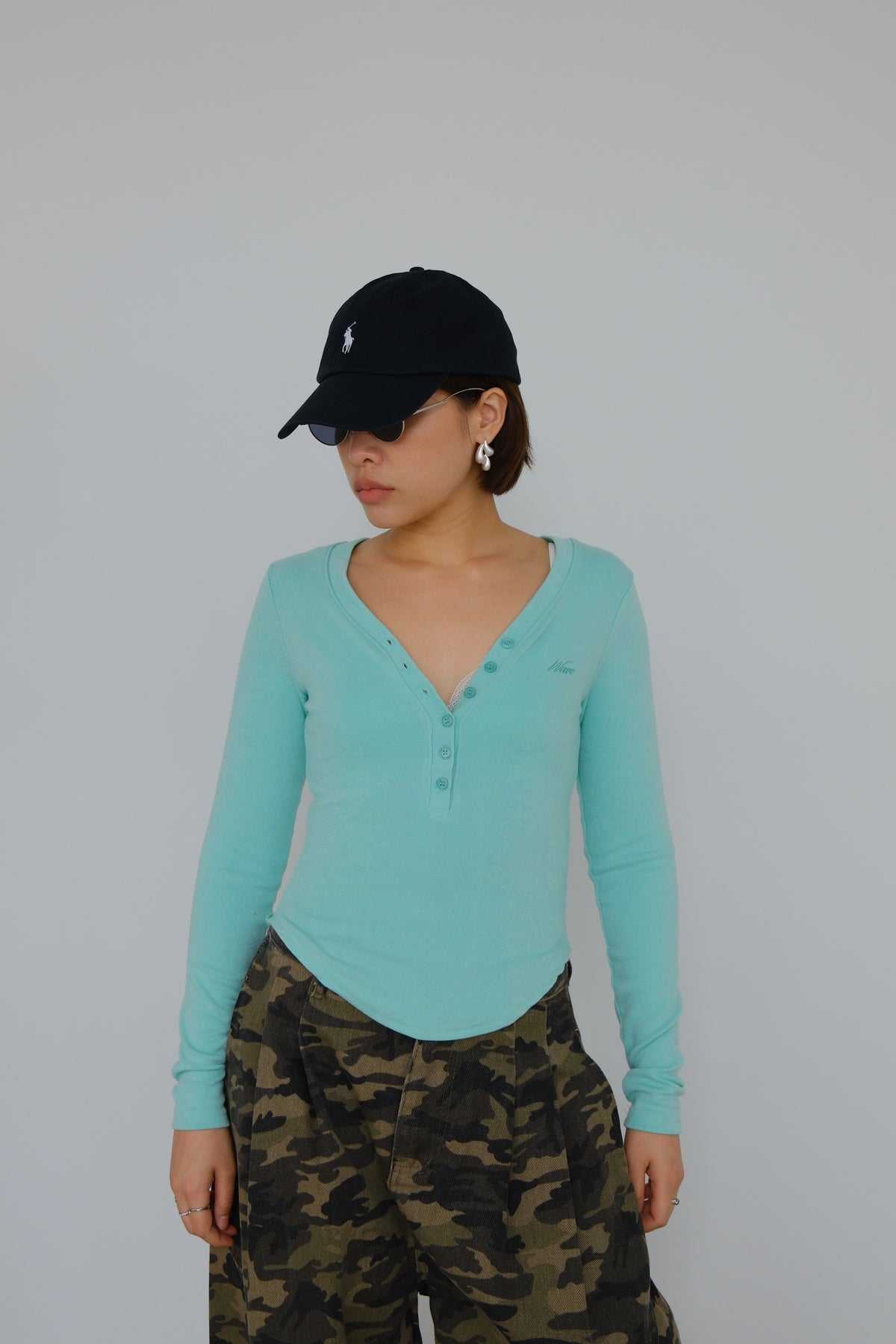 Nara Soft Button V-Neck Top